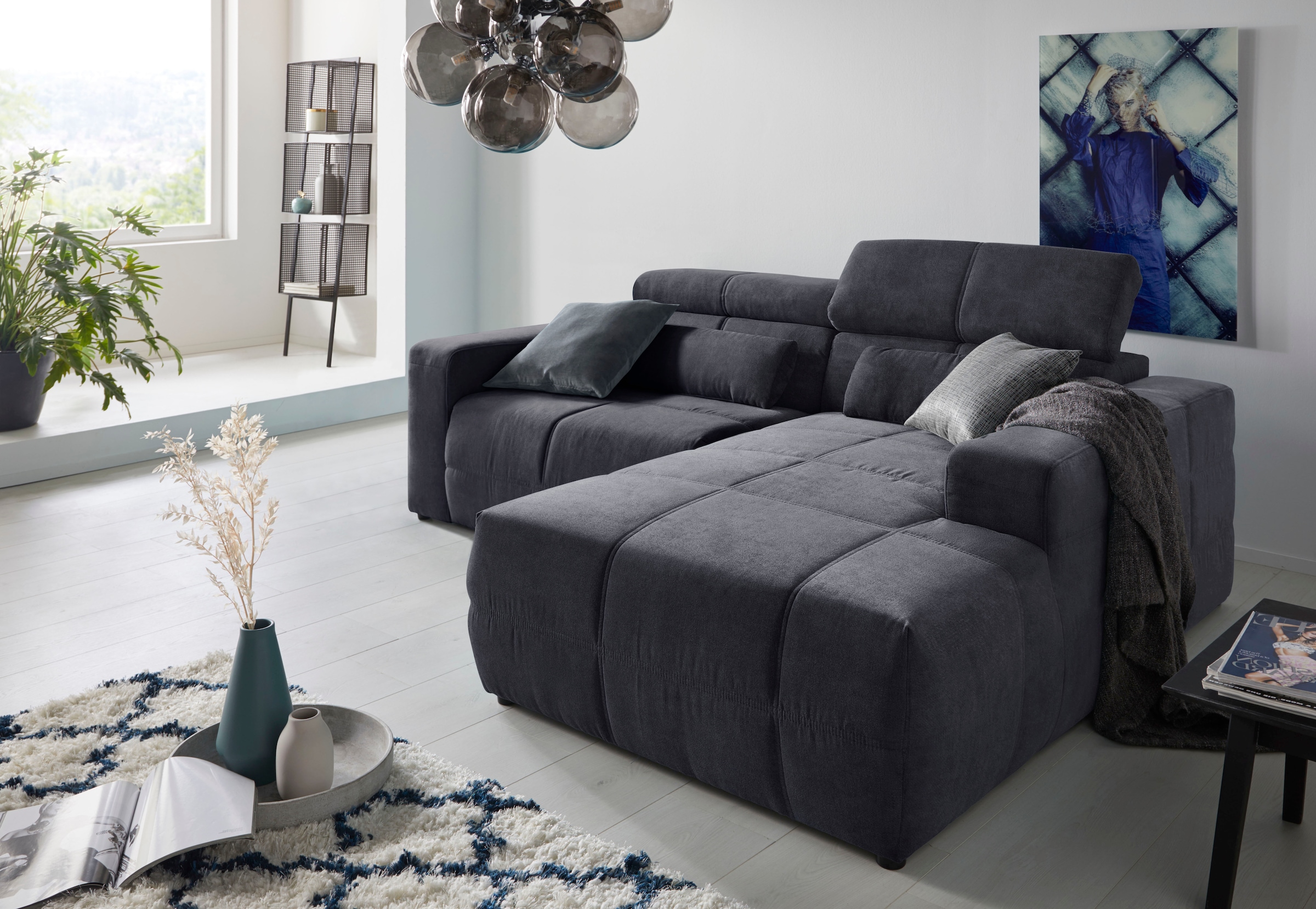 DOMO collection Ecksofa »Brandon kleine Ausführung B/T/H: 214/100/80 cm«, Mit Kopfteilverstellung, auch in Leder und Cord, L-Form