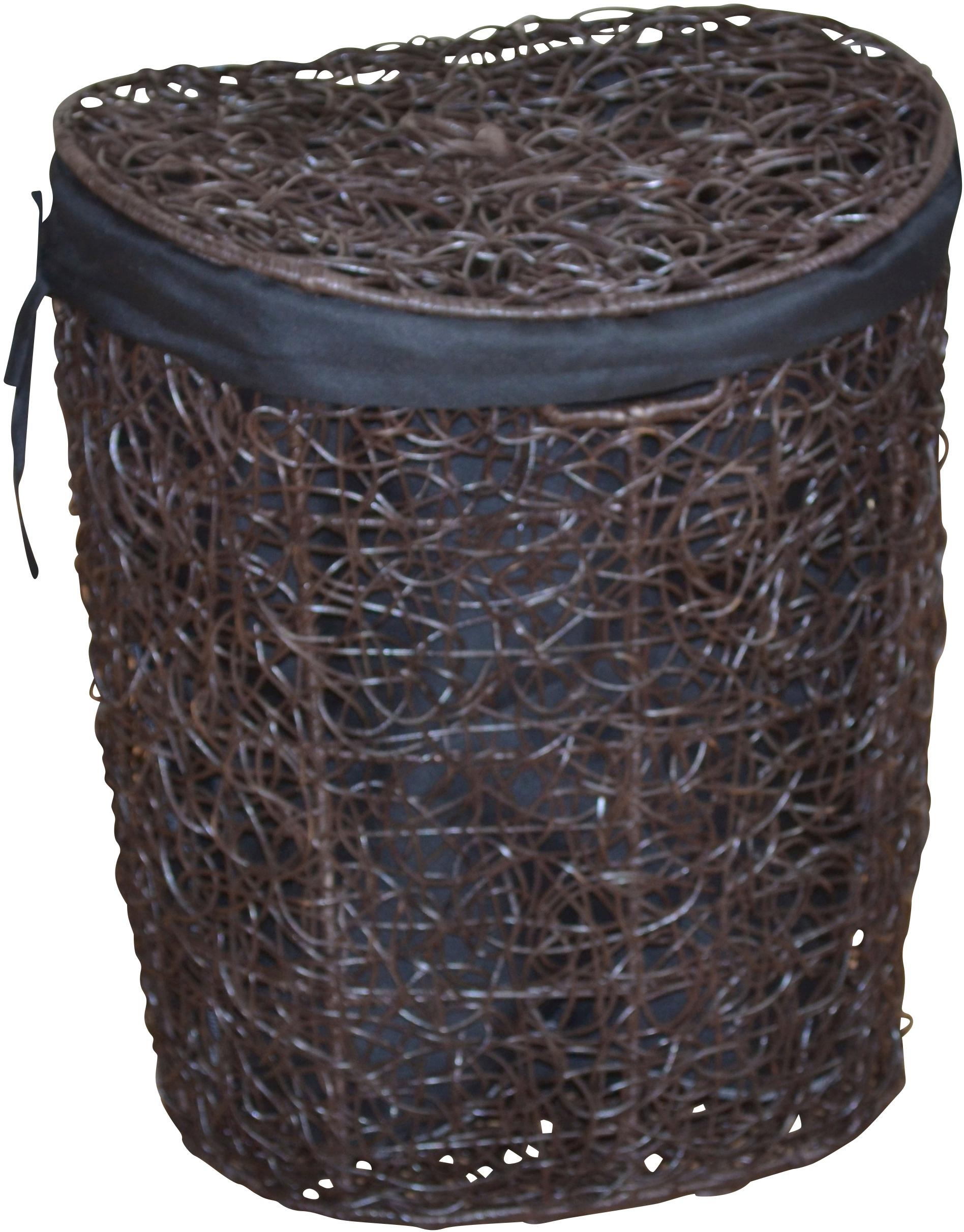 my home Wäschekorb, Rattan-Geflecht, mit Stoffeinsatz und Deckel, Höhe 62 c günstig online kaufen