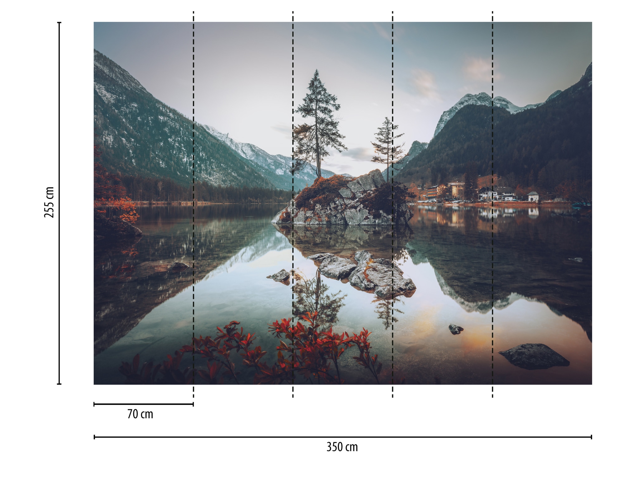 A.S. Création Vliestapete »Fototapete Alpenlandschaft am See Naturtapete« matt strukturiert