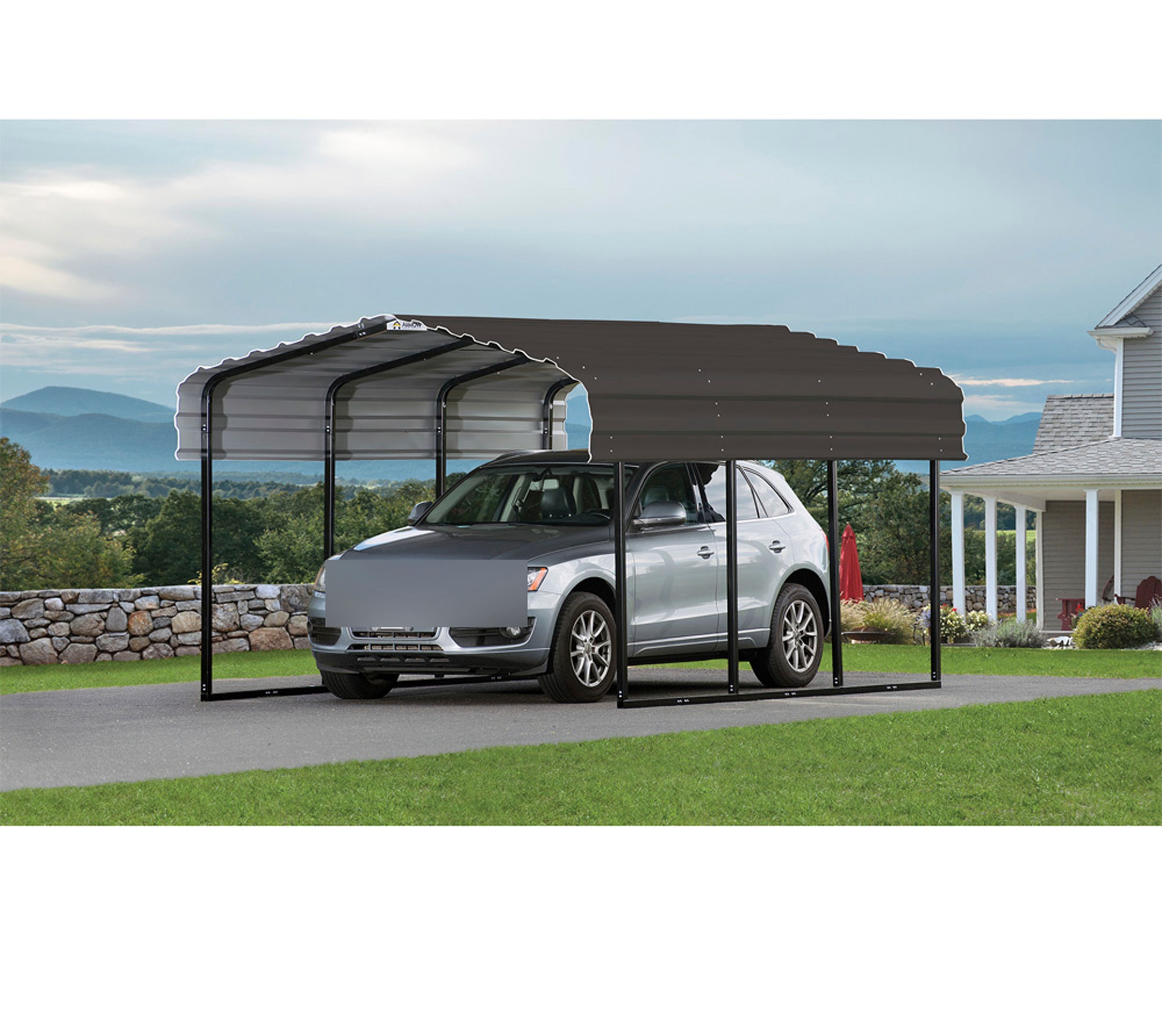 ShelterLogic Einzelcarport »Venedig«, Stahl, 300 cm, Schwarz, aus Stahl, Schneelast bis zu 160 kg/m²
