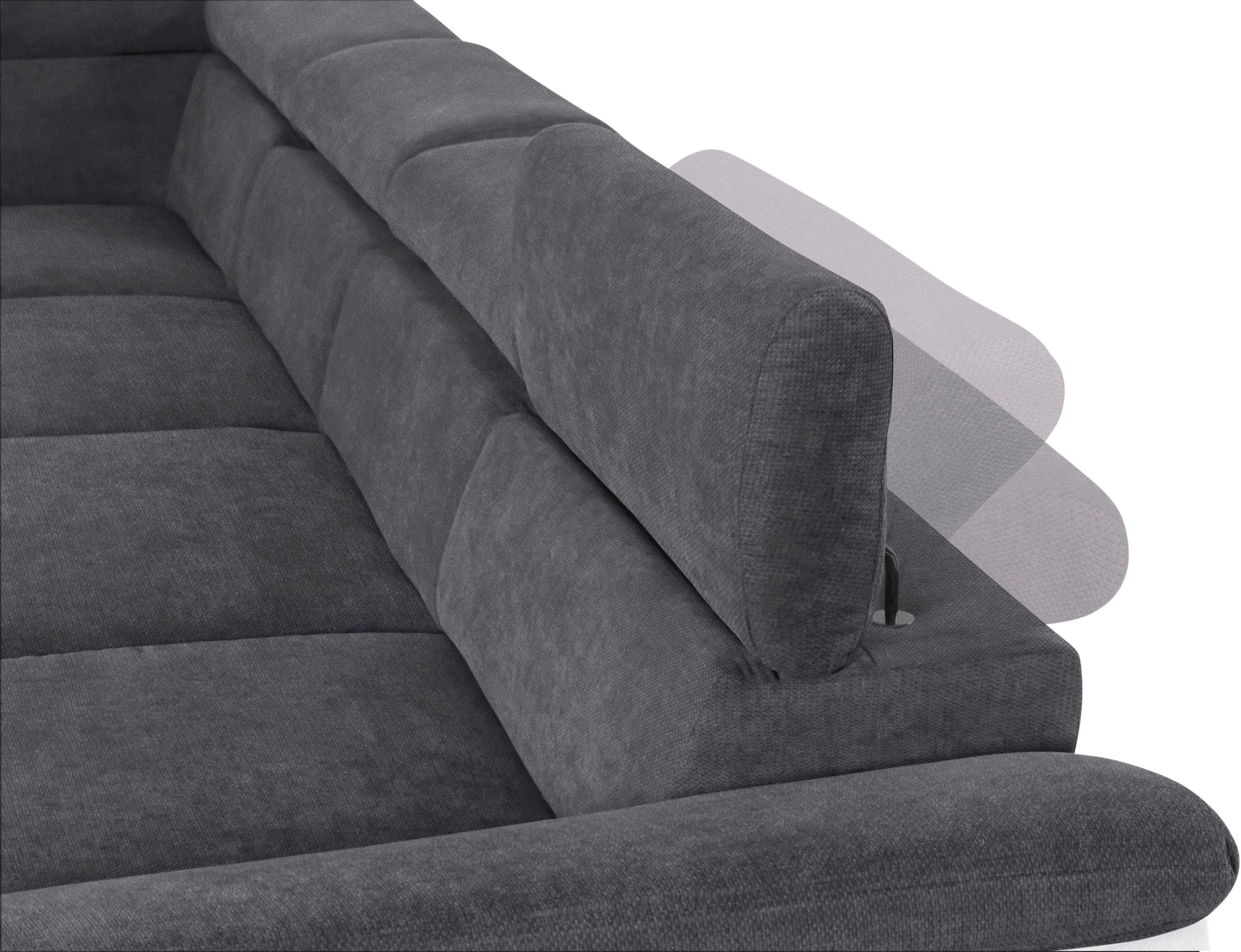 COTTA Polstergarnitur »Komaris U-Form«, (Set), Set bestehend aus: Wohnlandschaft mit Kopfteilverstellung & Hocker