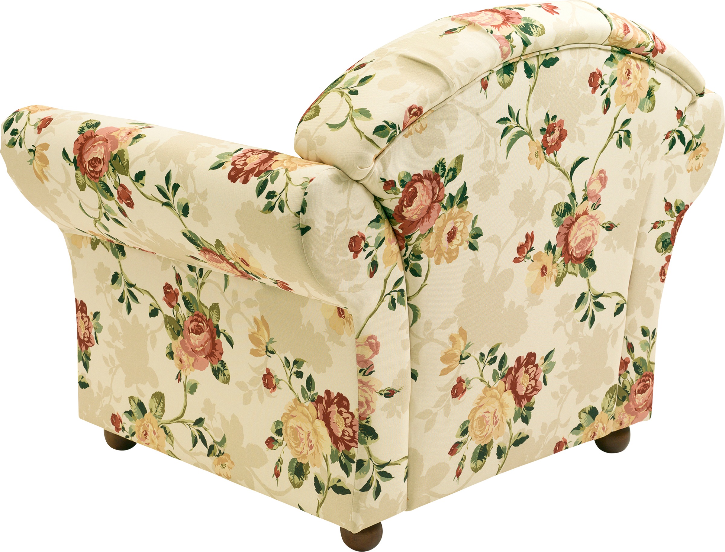 Max Winzer® Sessel »Carolinas, Loungesessel, geschwungene Formensprache, bequem«, Federkernunterfederung, mit Holz-Kugelfüßen, Blumen, floraler Bezug