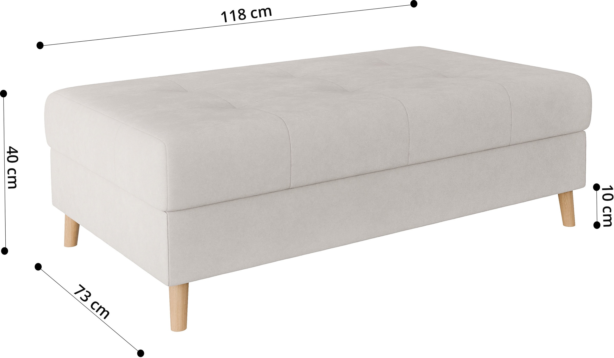 Home affaire Polsterhocker »CHARRE XXL, Steppung im Sitzbereich, Maße: B/T/H: 118/73/40 cm«, passend zur Serie CHARRE, auch in Cord und Bouclé