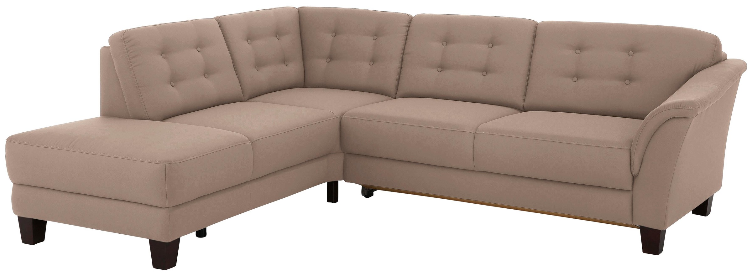 Home affaire Ecksofa »Trondheim L-Form«, mit Federkern und Knopfheftung im Rücken, Füße Buche dunkel
