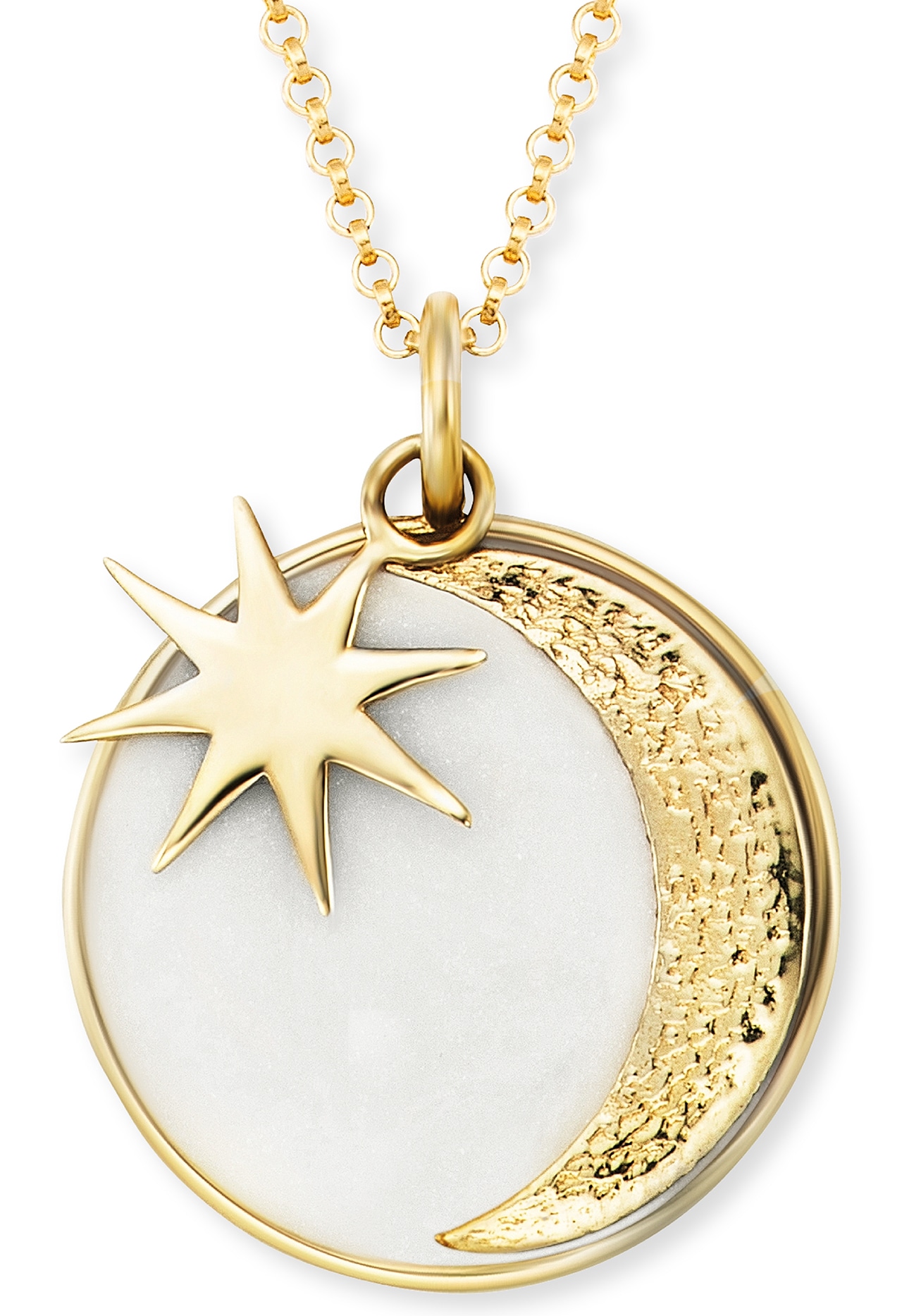 Bild von Engelsrufer Kette mit Anhänger »SONNE, MOND und STERN GOLD, ERN-MOON-PE-G«, mit Emaille