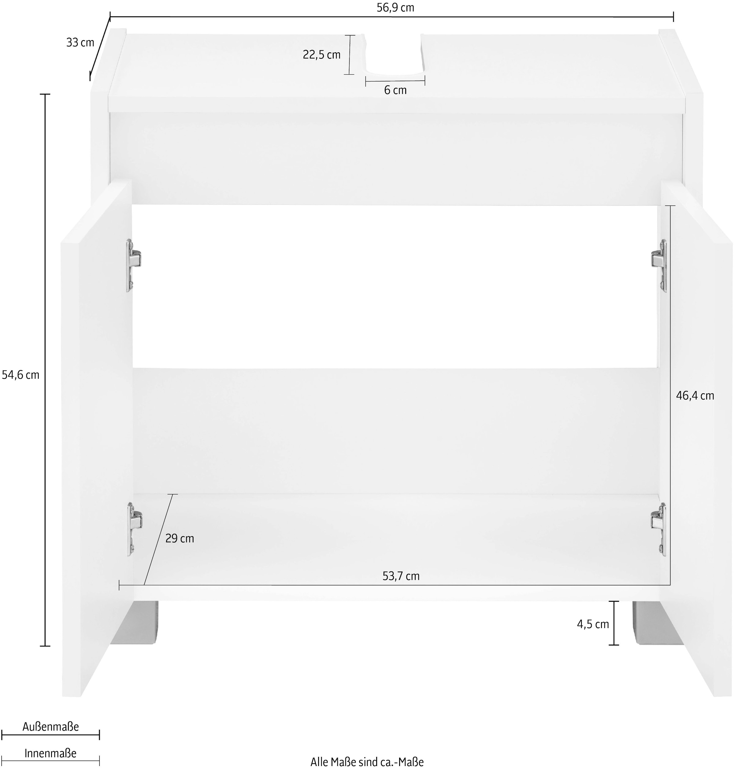 INOSIGN Waschbeckenunterschrank »List«, Breite 56,9 cm, Höhe 54,6 cm,  grifflos, Siphonausschnitt online kaufen