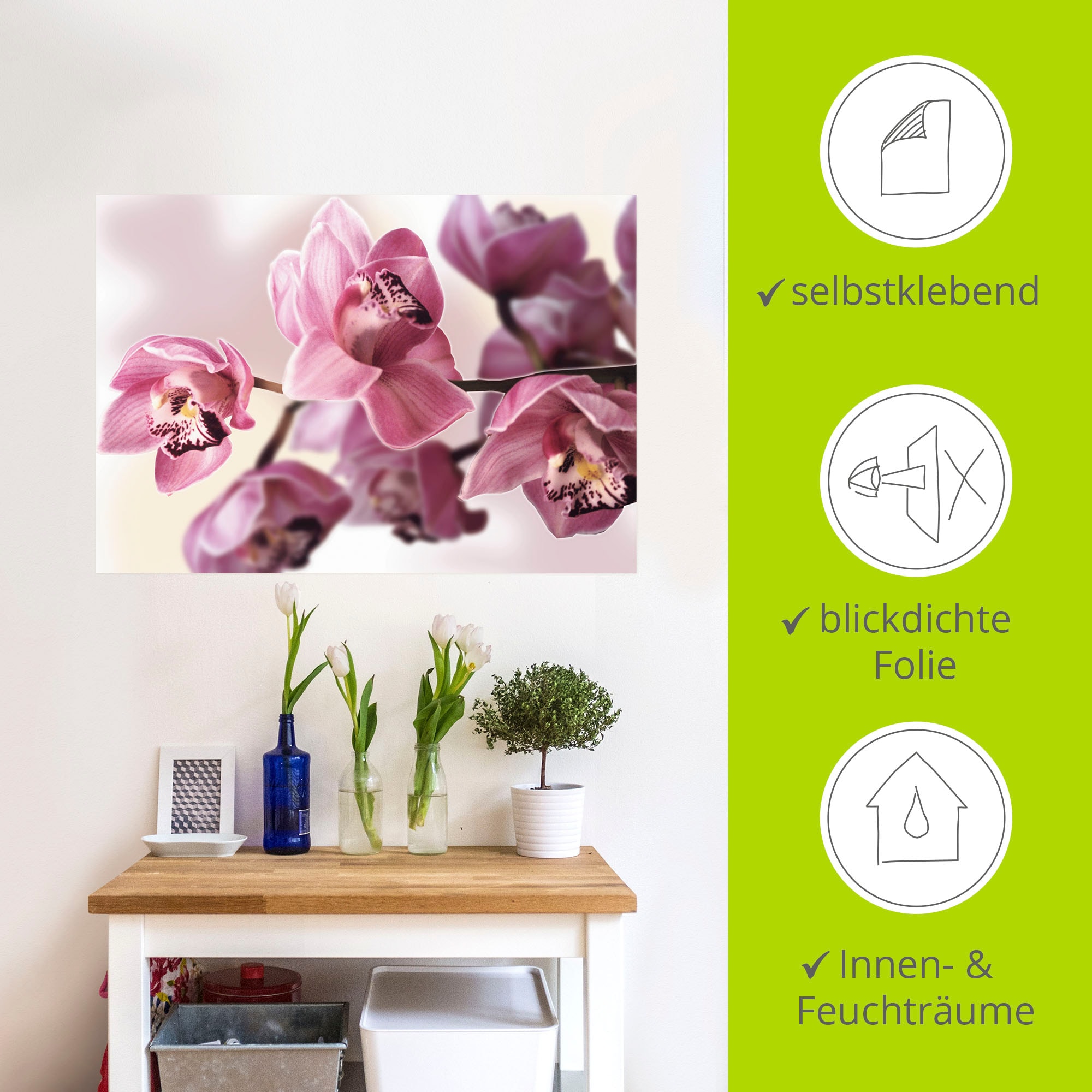 Artland Wandbild »Rosa Orchidee«, Blumenbilder, (1 St.), als Alubild, Outdoorbild, Leinwandbild, Poster, Wandaufkleber