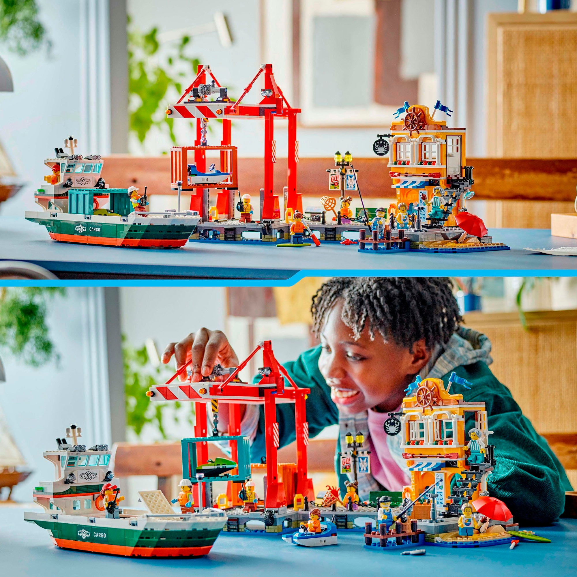 LEGO® Konstruktionsspielsteine »Hafen mit Frachtschiff (60422), LEGO City«, (1226 St.), Made in Europe