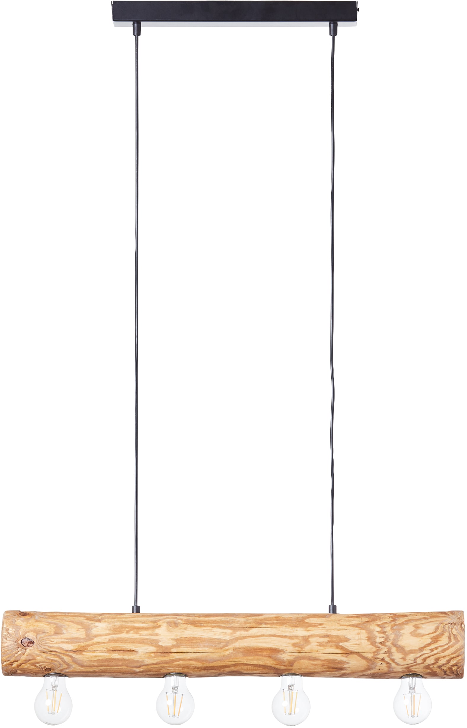 Brilliant Pendelleuchte »Trabo«, 4 flammig, Leuchtmittel E27 | ohne Leuchtmittel, 105cm Höhe, 70cm Breite, 4 x E27, kürzbar, Holz/Metall, kiefer gebeizt