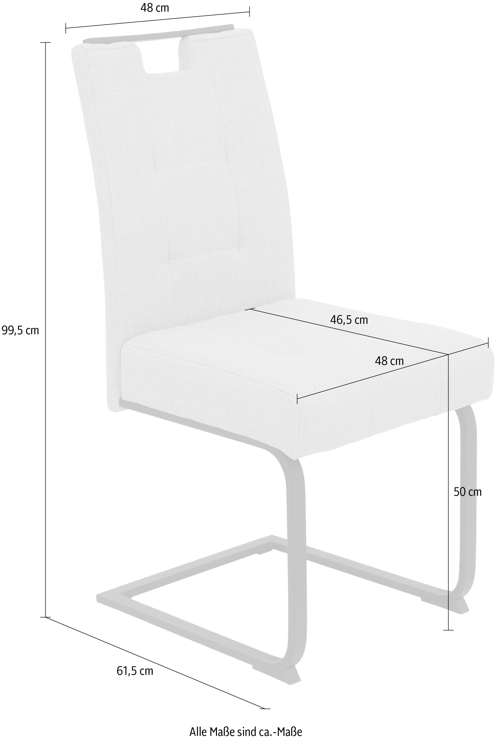 HELA Freischwinger »WIEN, Esszimmerstuhl, Komfortstuhl«, (Set), 2 St., Microfaser-Webstoff, Flachrohrschwinger,XL Sitzbreite,Griff,Federkorb,140kg belastbar