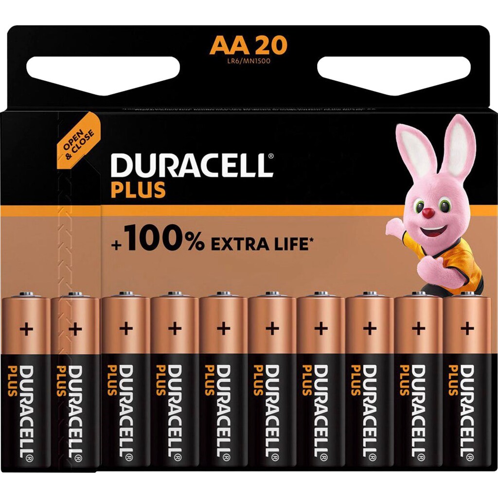 Duracell Batterie »20+20 Pack: 40x Mignon/AA/LR06«, 1,5 V, (40 St., Alkaline Batterie, 40 Stück), 1,5V