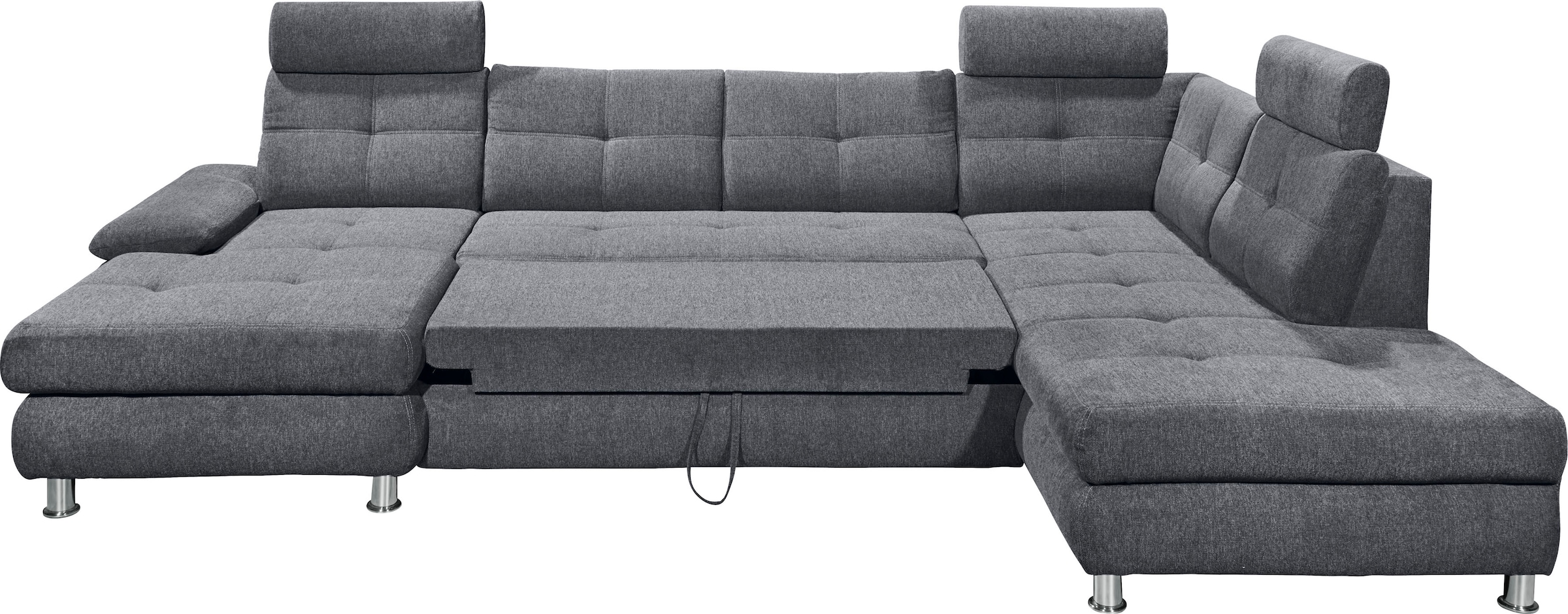 ED EXCITING DESIGN Wohnlandschaft »Alba U-Form«, mit Bettfunktion, Bettkasten, Armteilverstellung & Kopfstützen