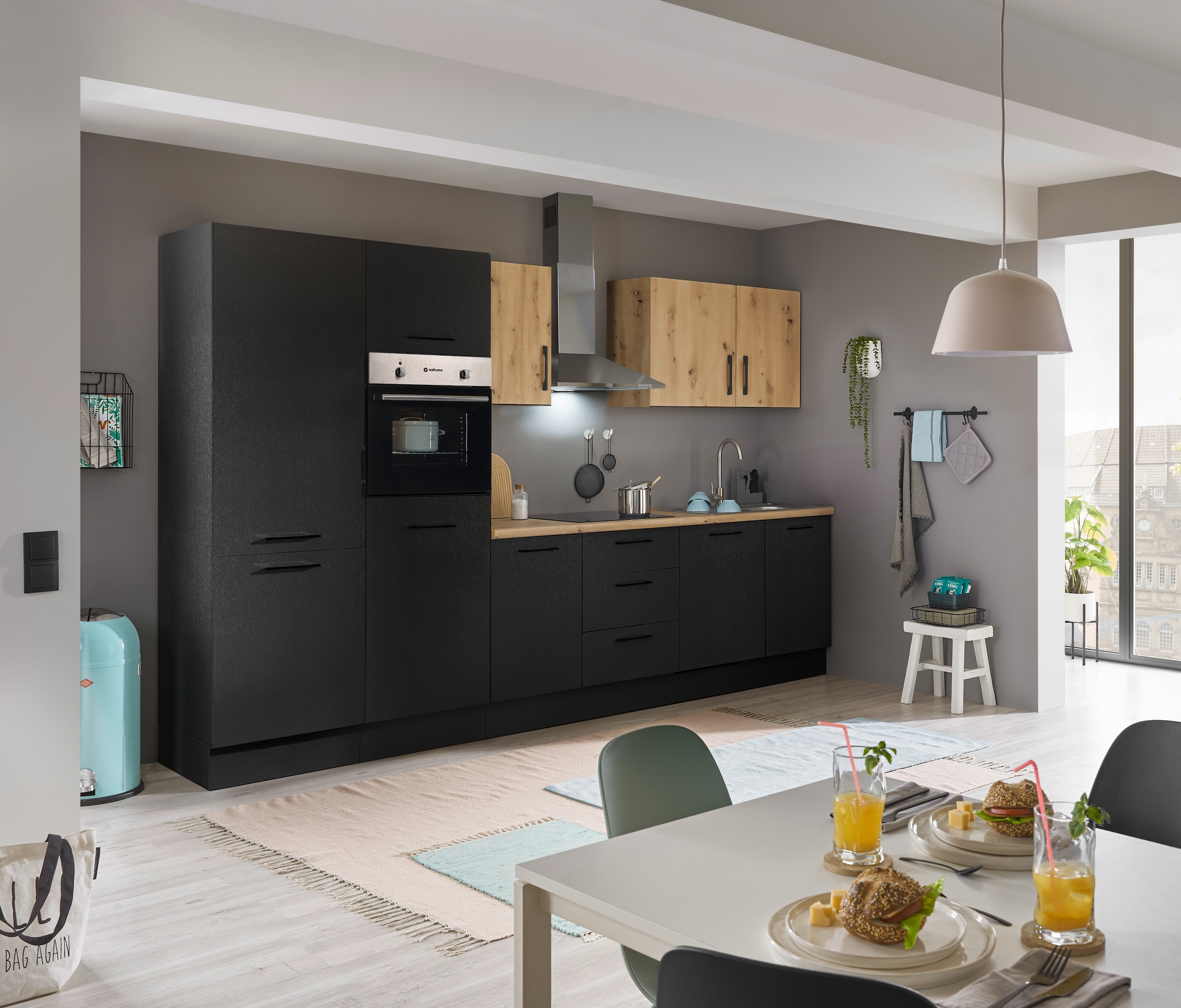 BASIC by Balculina Küchenzeile »Turin«, Breite 340 cm, wahlweise mit E-Geräten