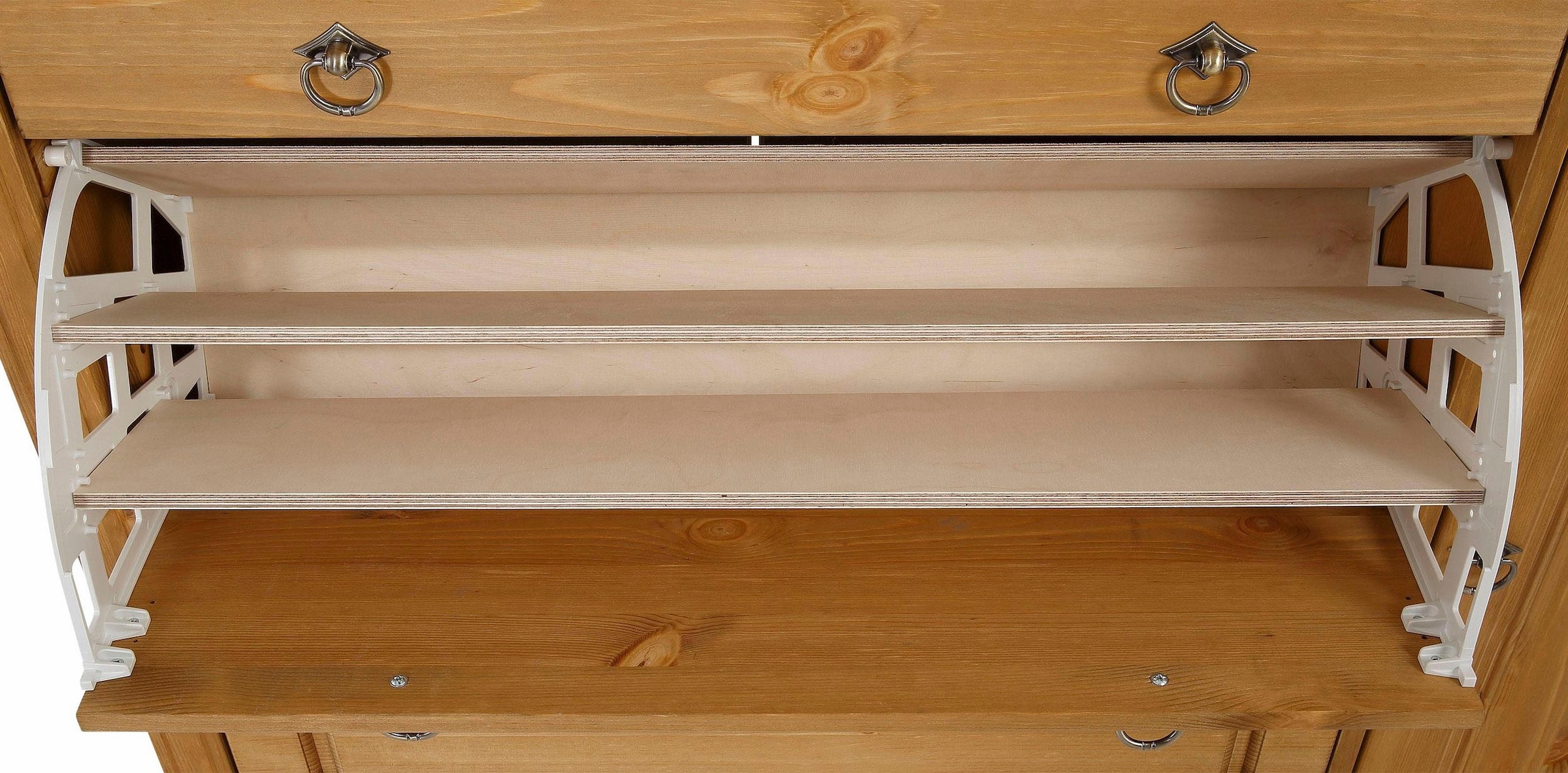 OTTO home Schuhtruhe »Rustic, Schuhbank, Dielenmöbel, Landhausstil« aus massiver Kiefer, Sitzhöhe 49 cm, mit Kassettenoptik