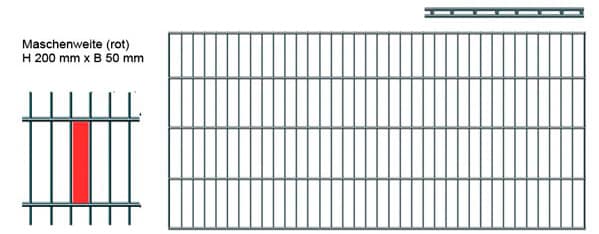 Peddy Shield Doppelstabmattenzaun 123 cm hoch, 10 Matten für 20 m Zaun, ohne Pfosten