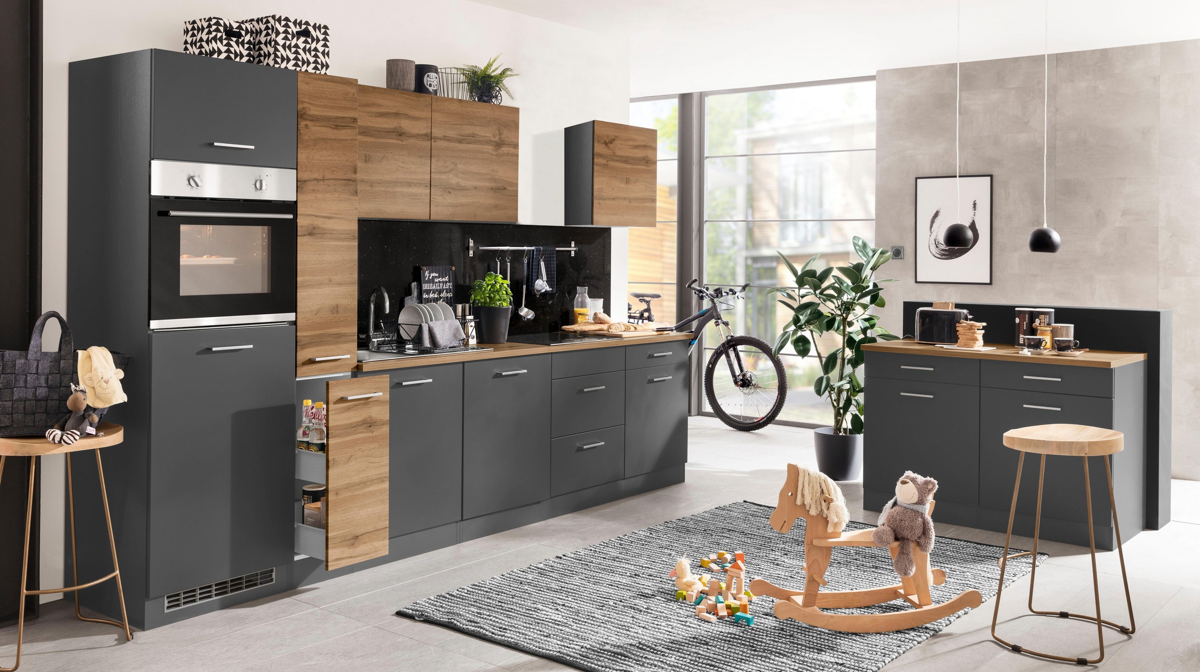 KOCHSTATION Küchenzeile »KS-Kehl«, ohne E-Geräte, Breite 330 cm, für Kühlschrank und Geschirrspüler