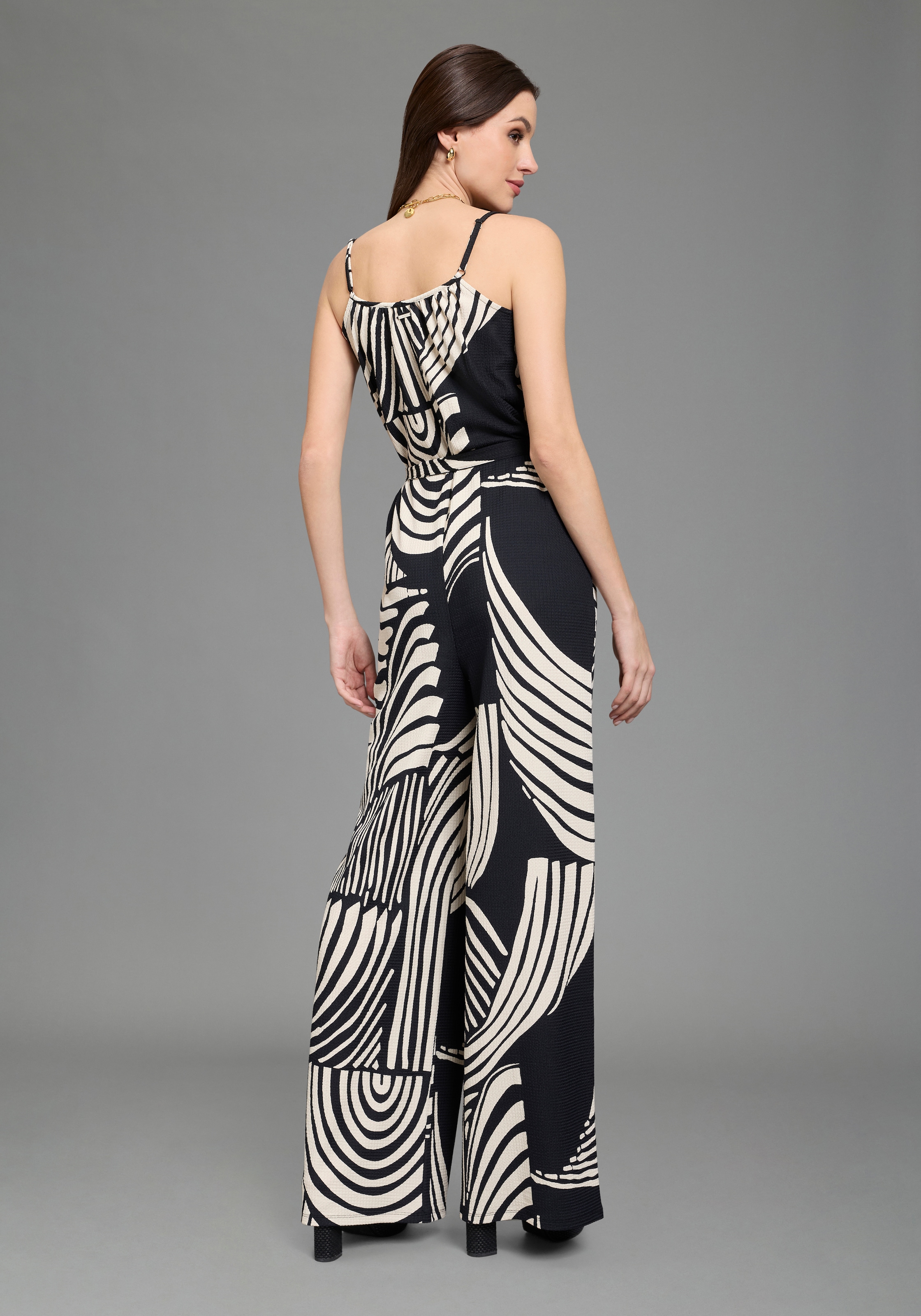 Laura Scott Jumpsuit abstrakt Gemustert, ohne Ärmel, aus Polyester und Elasthan