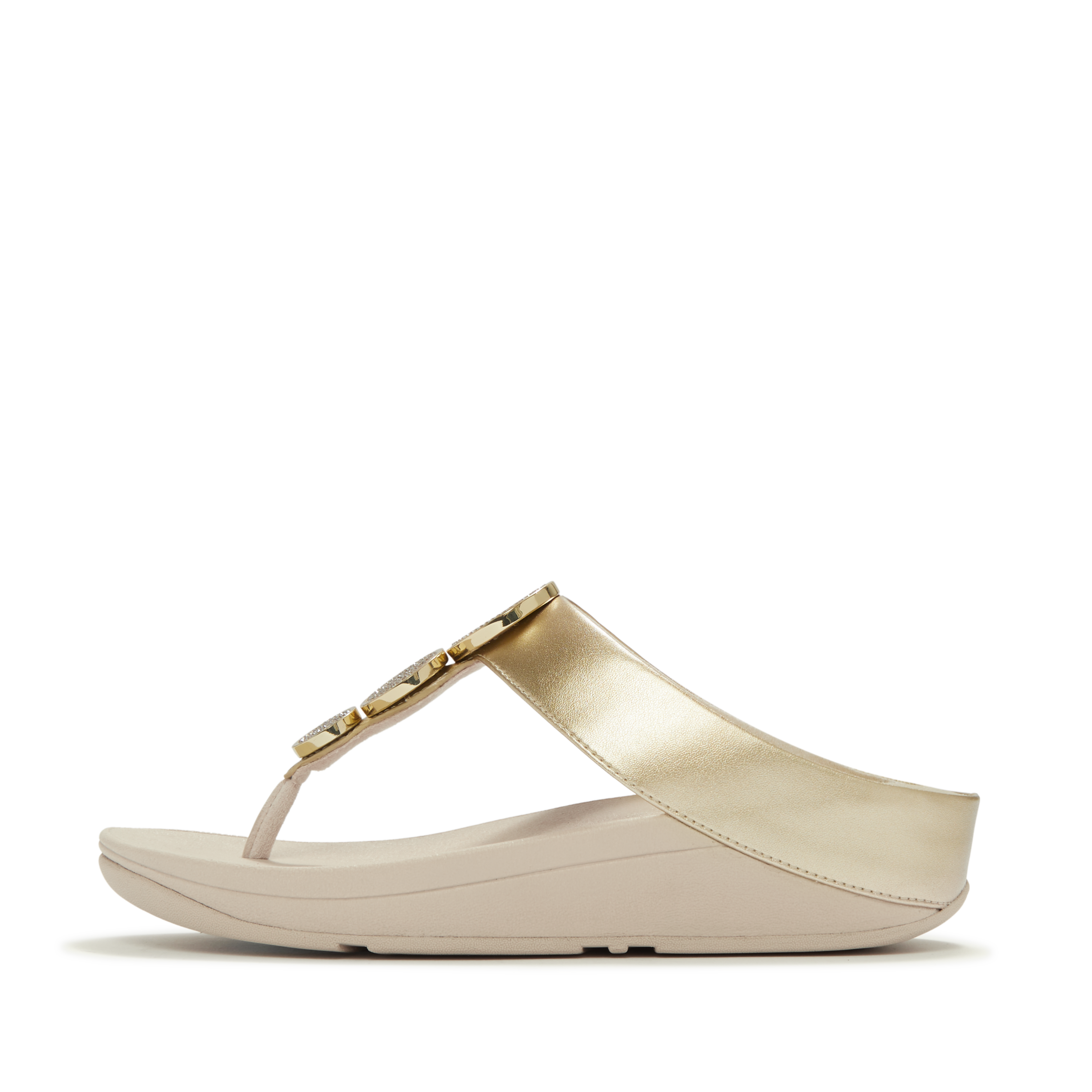 Fitflop Dianette »HALO BEAD-CIRCLE METALLIC TOE-POST SANDALS«  Pool Slides, Pantolette mit dämpfender Zwischensohlentechnologie