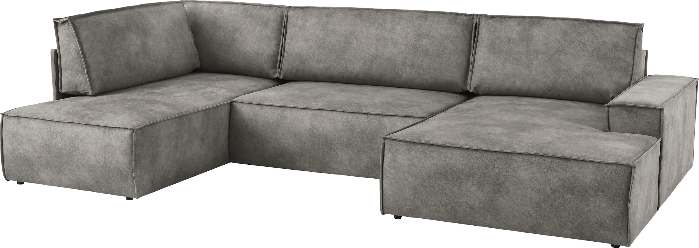 Home affaire Wohnlandschaft »SHERWOOD 329 cm, U-Form, Schlafsofa,«, Schlaffunktion m. Bettkasten (194x139 cm), Cord, Vintage, Samtvelours