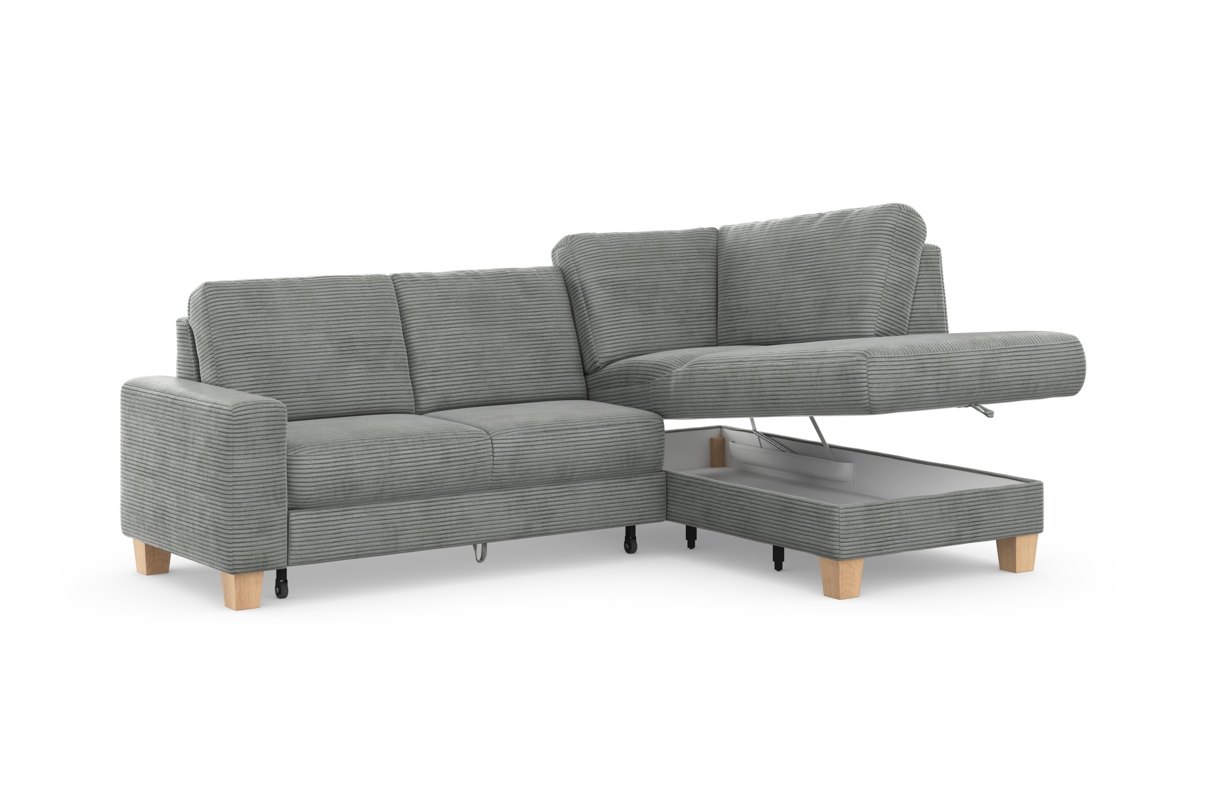 Home affaire Ecksofa »Summer L-Form«, mit Ottomane, wahlweise mit Bettfunktion und Bettkasten, Cord-Bezug