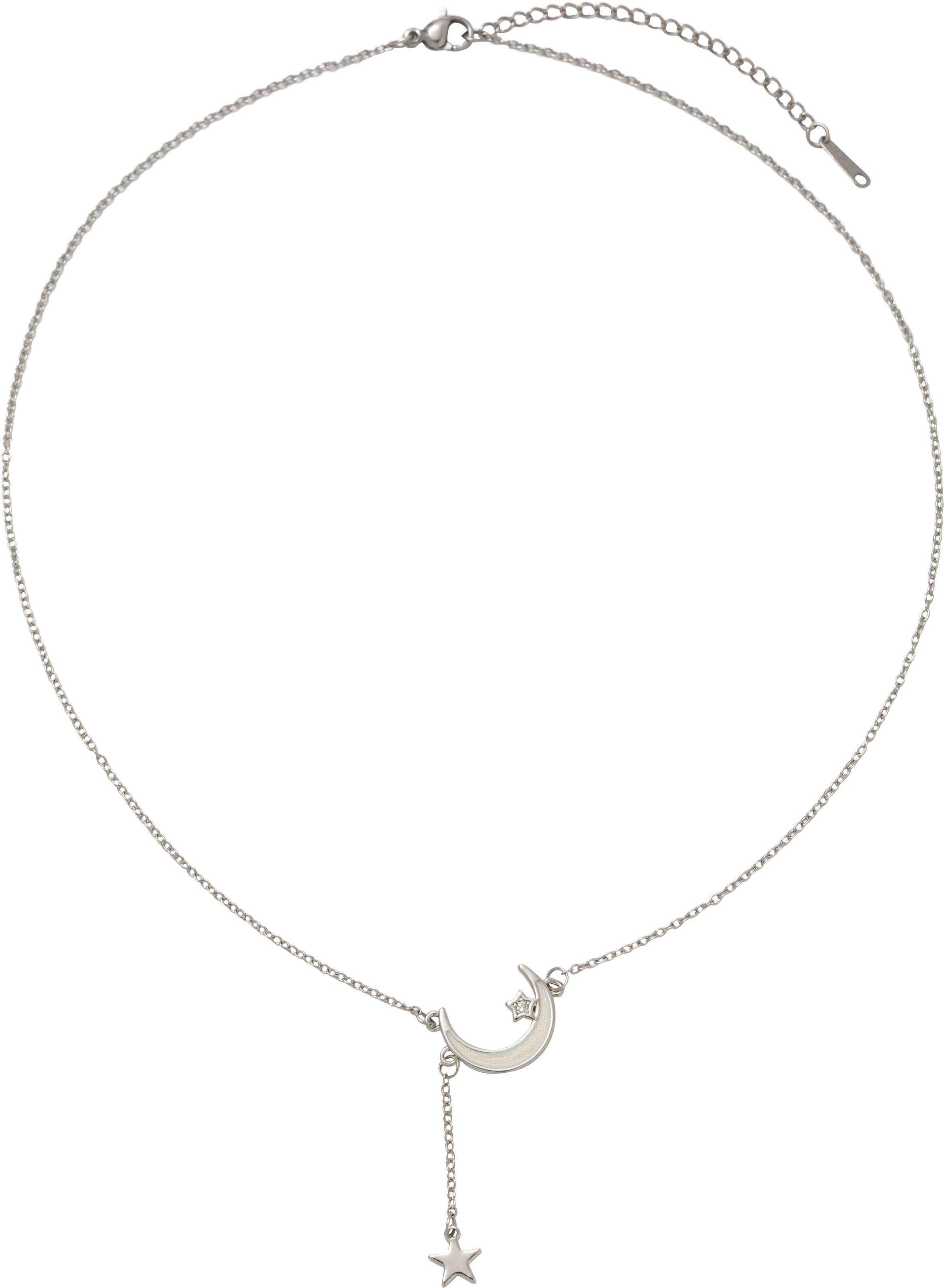 Firetti Y-Kette »Schmuck Geschenk Edelstahl Halskette Ankerkette Mond Sterne«, Made in Germany