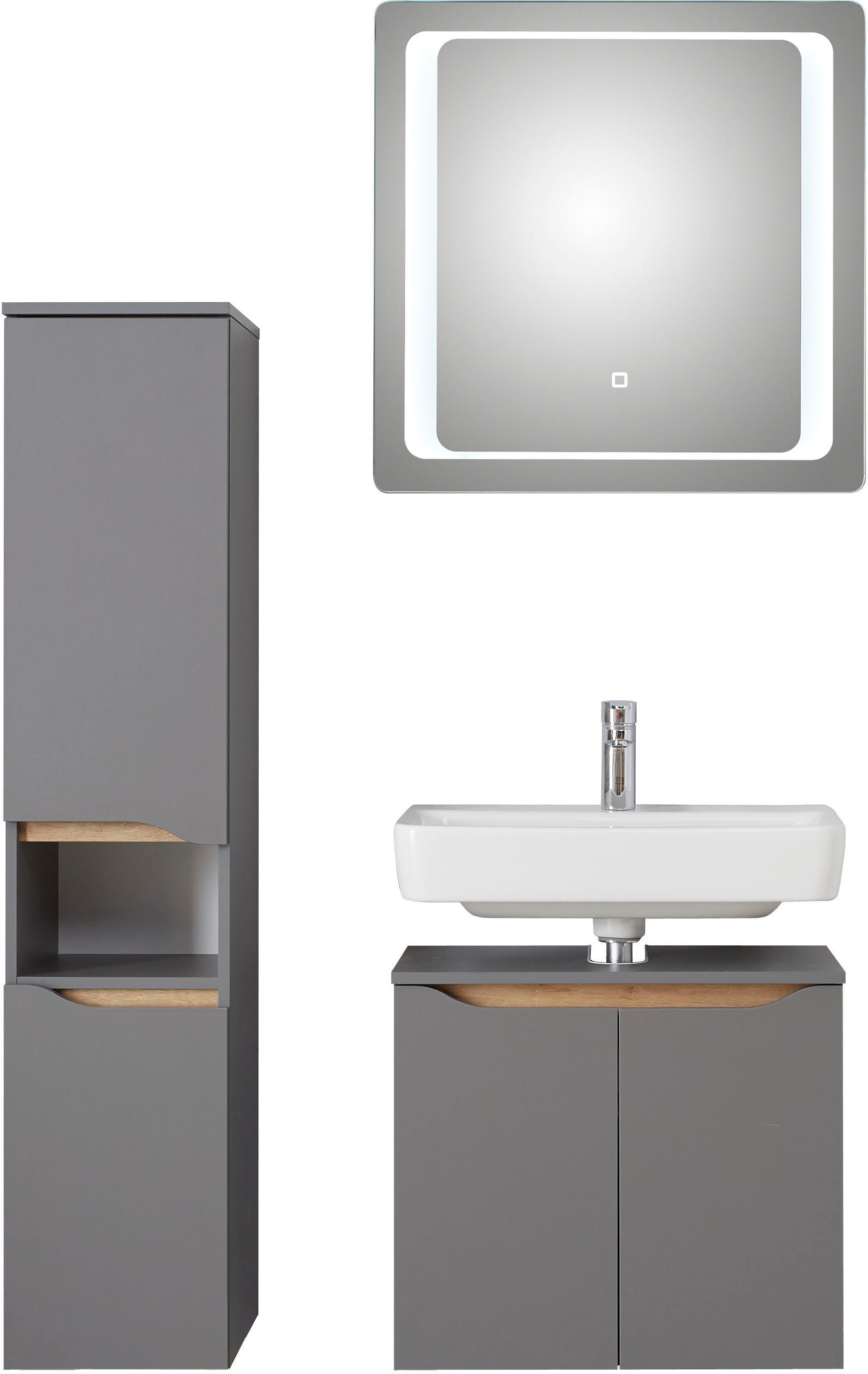 Saphir Badmöbel-Set »Quickset 3-teilig, Waschbeckenunterschrank mit LED-Spi günstig online kaufen