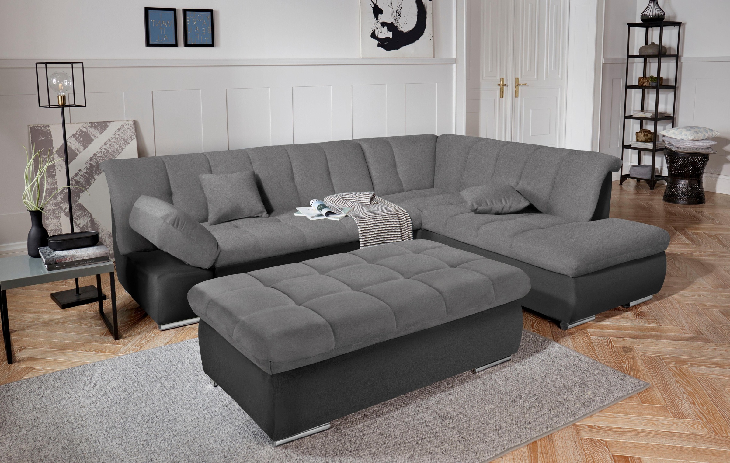 DOMO collection Ecksofa »Mona L-Form«, wahlweise mit Bett- und Armlehnfunktion