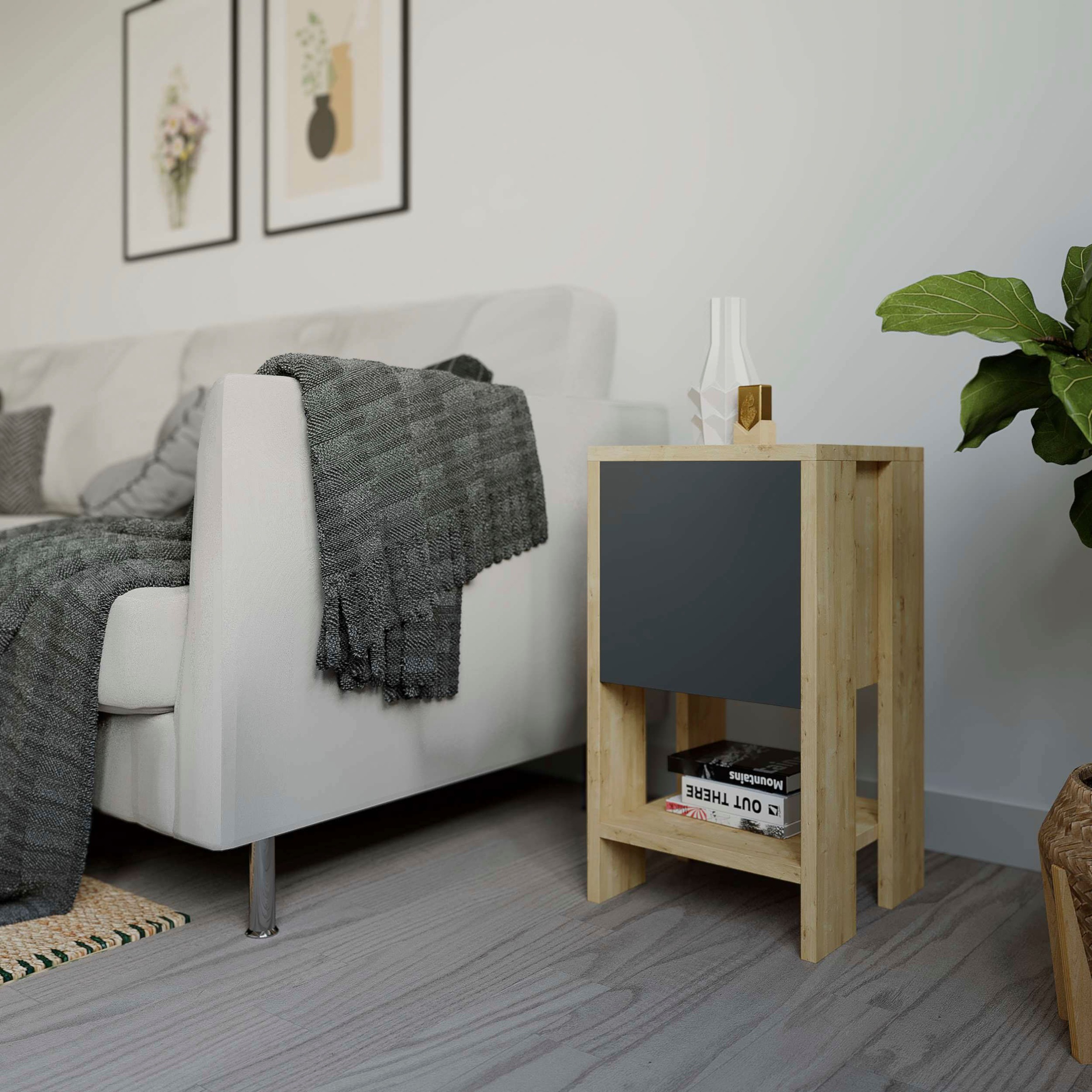 Decortie Nachttisch »EMA NACHTTISCH«, (Packung, 1 St.), Leichte Montage, Lagerung, Platzsparend