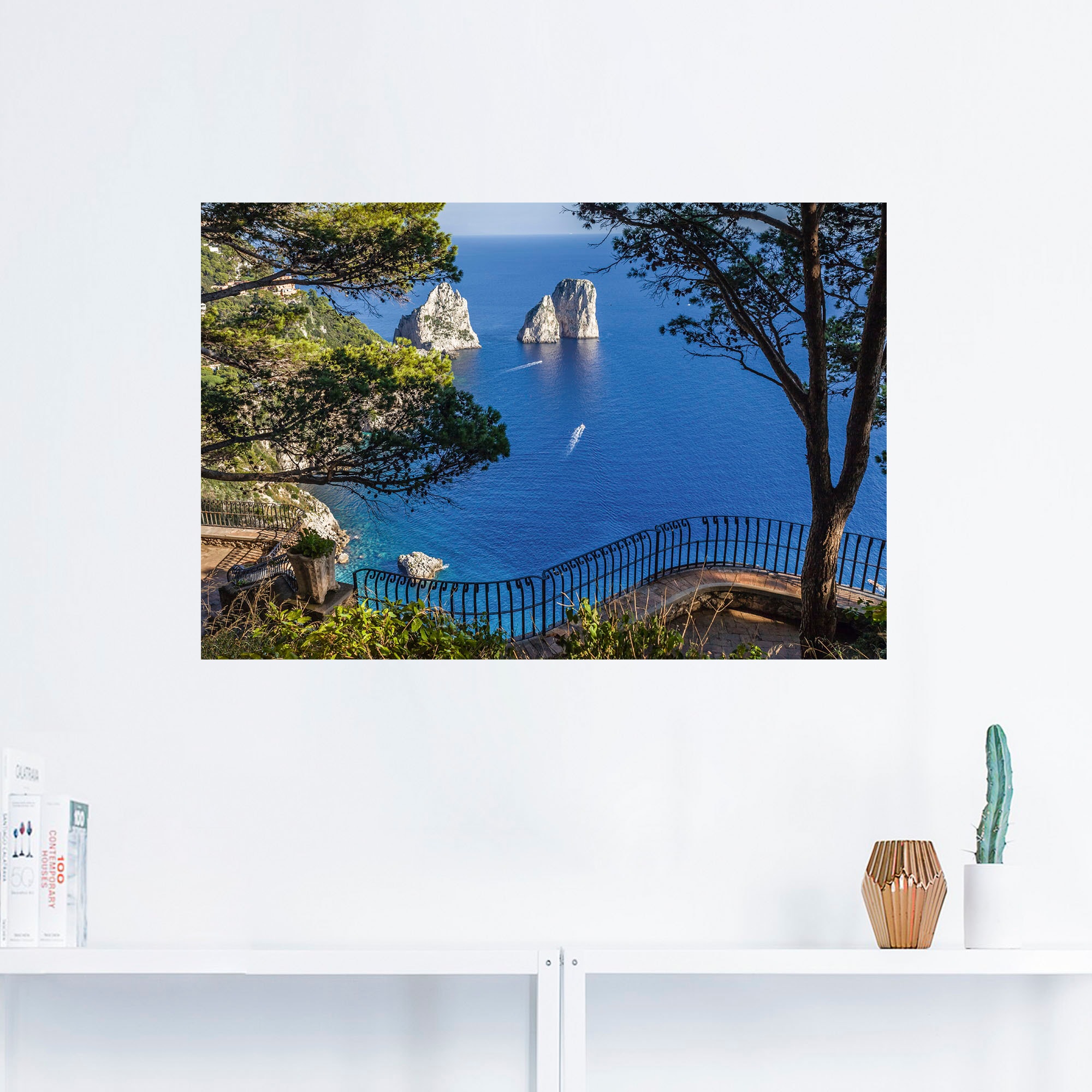 Größen Capri, auf Raten in »Faraglione-Felsen Wandaufkleber Italien«, Wandbild (1 Artland bestellen als Bilder, Alubild, auf Meer oder versch. Poster Leinwandbild, St.),