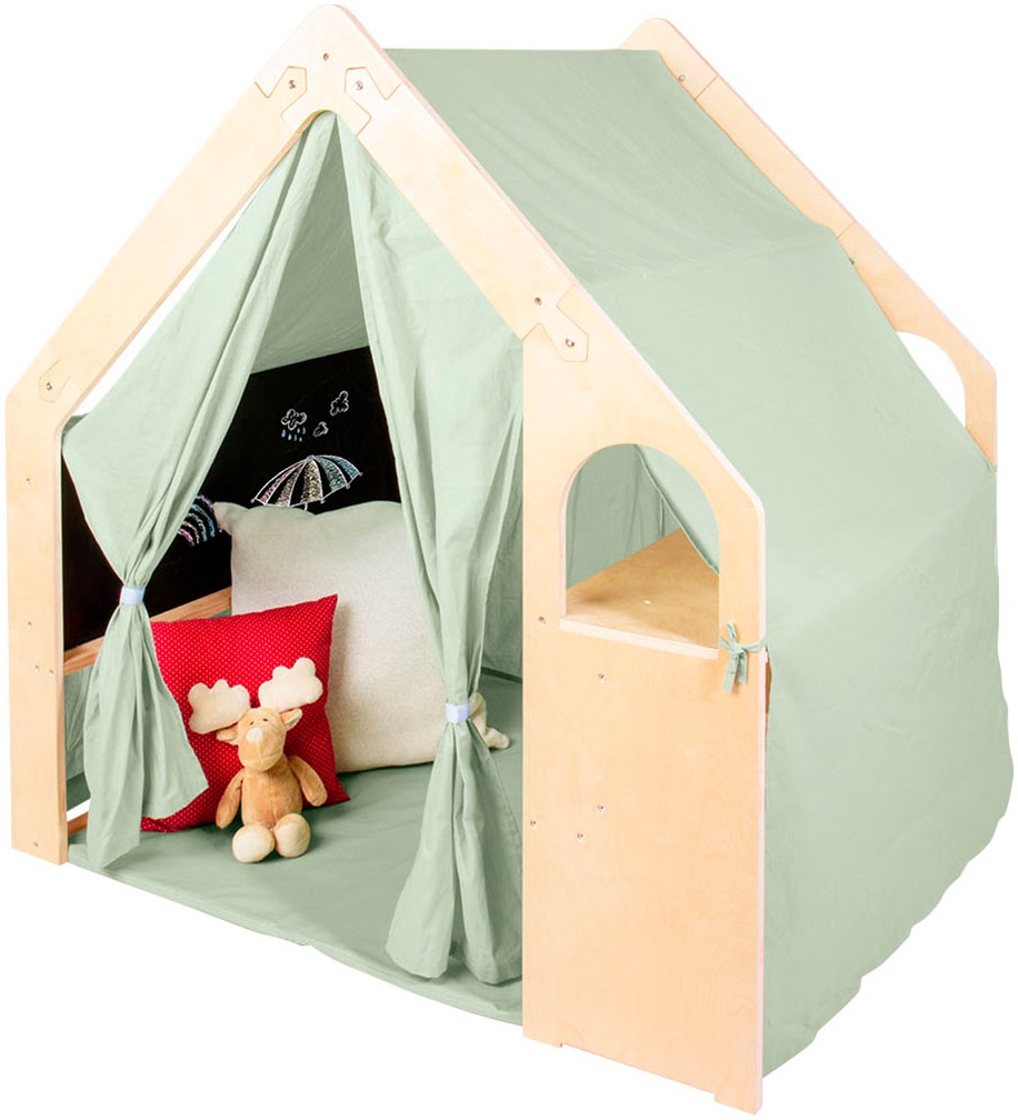 Pinolino® Spielhaus »Thilda, inkl. Stoffdach, salbeigrün, 3-tlg.«, (Set, 3 tlg.)