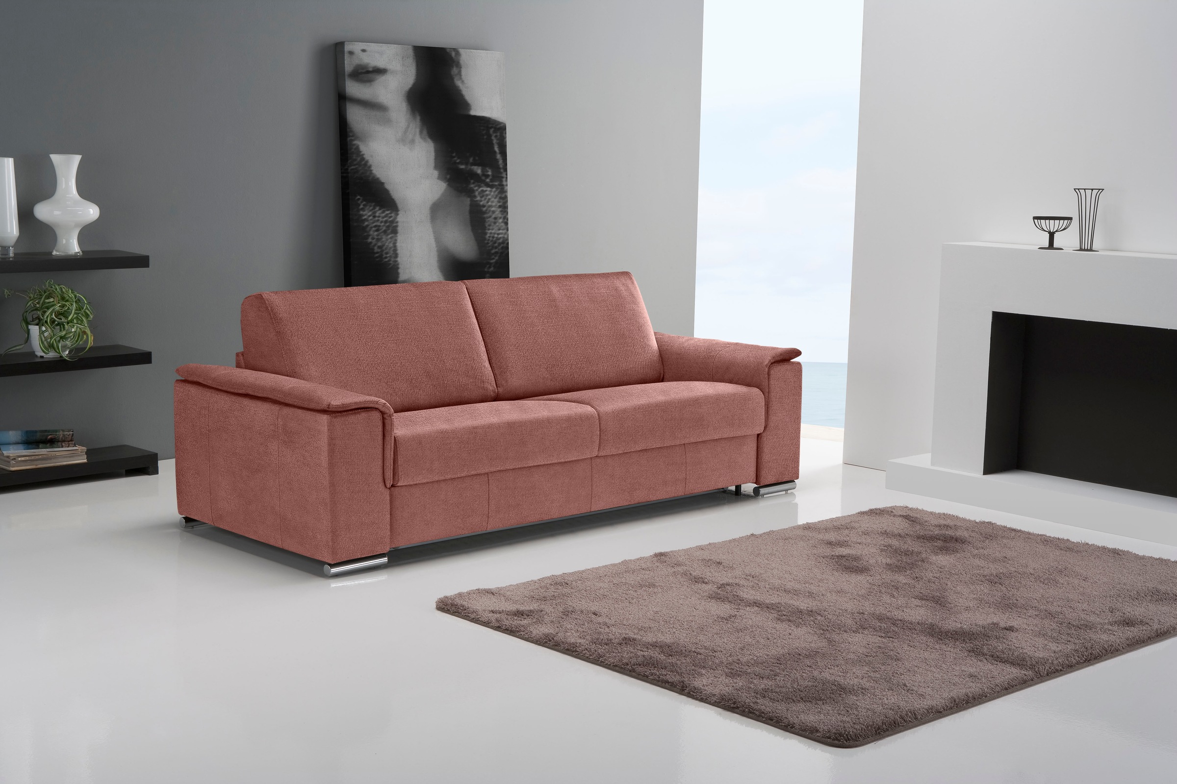 Egoitaliano 2,5-Sitzer »Cecilia, modern und elegant mit erstklassigem Sitzkomfort«, mit verchromten Metallfüßen