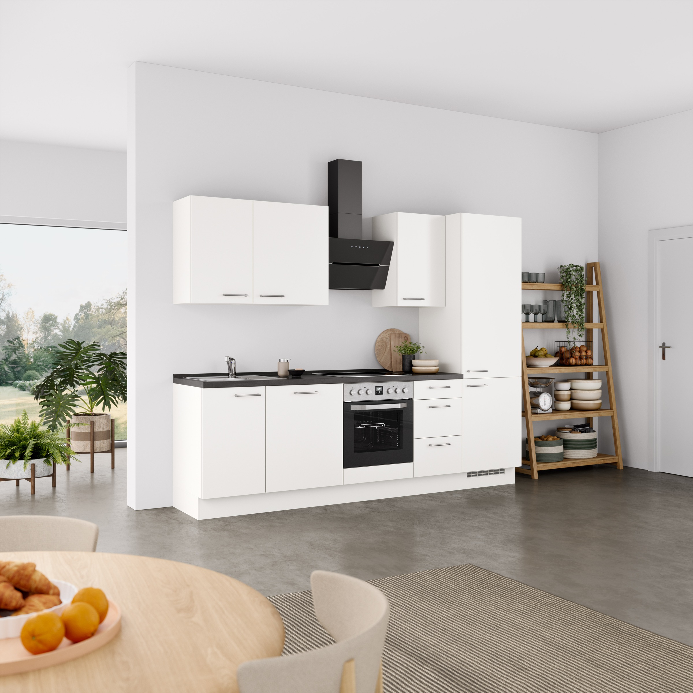 nobilia® Küchenzeile »"Laser II", Ausrichtung wählbar, Breite 270 cm«, vormontiert, wahlw. mit unterschiedlichen E-Geräten-Sets