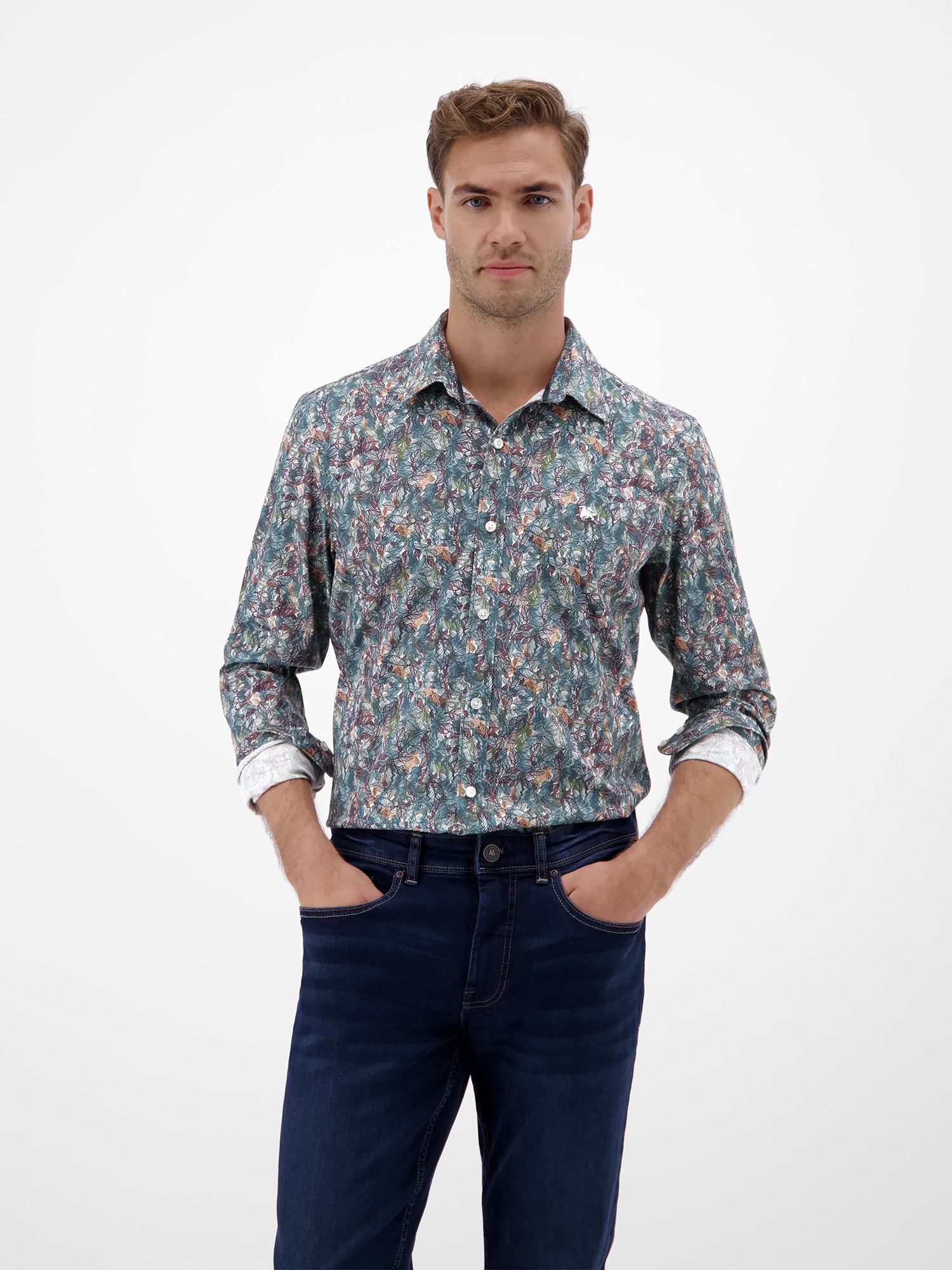 LERROS Langarmhemd »LERROS Grafisch inszeniertes Poplinhemd für Herren«