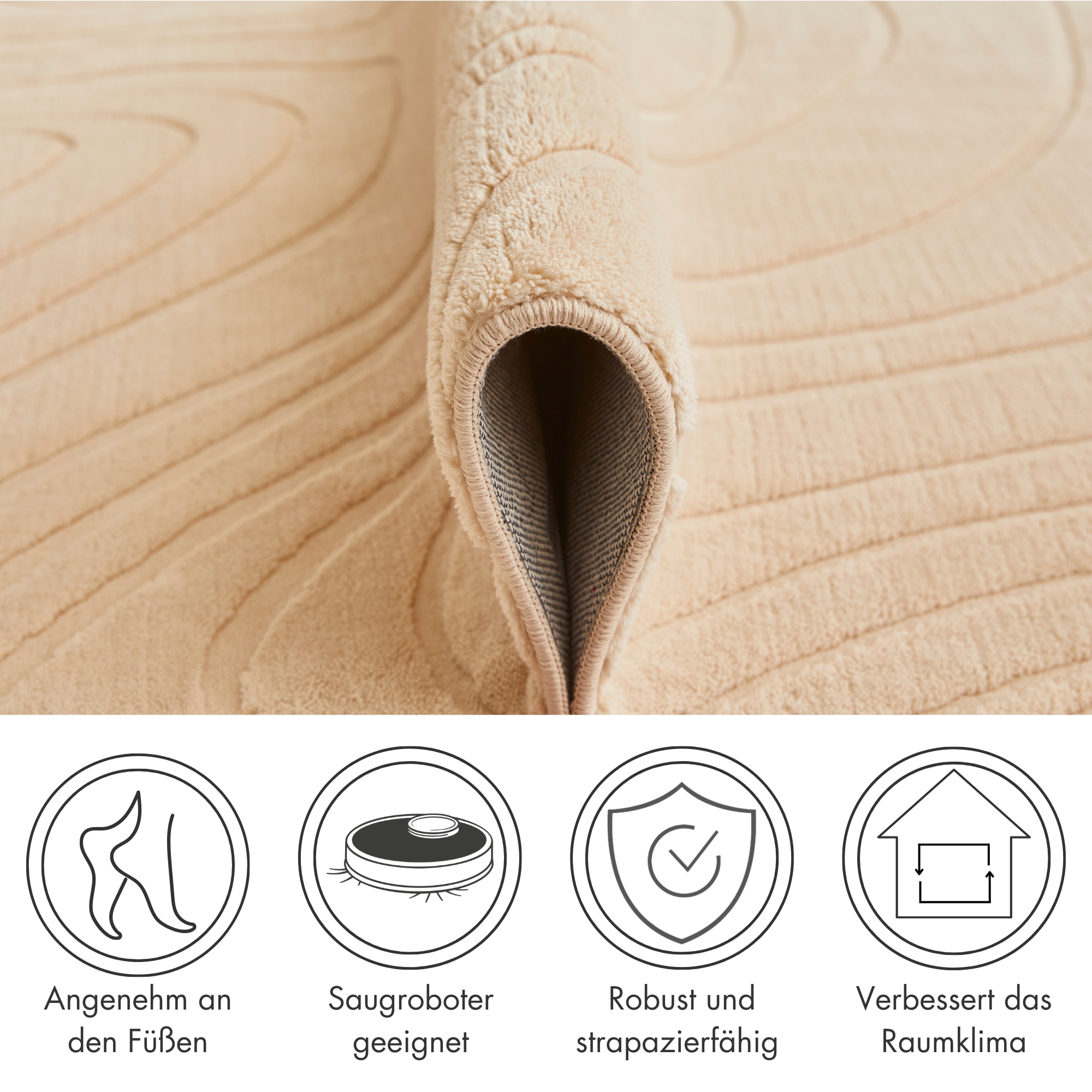 Andiamo Teppich »Dale«, rechteckig, 10 mm Höhe, Uni Farben, Hoch-Tief-Struktur, Carving-Effekt, Wohnzimmer