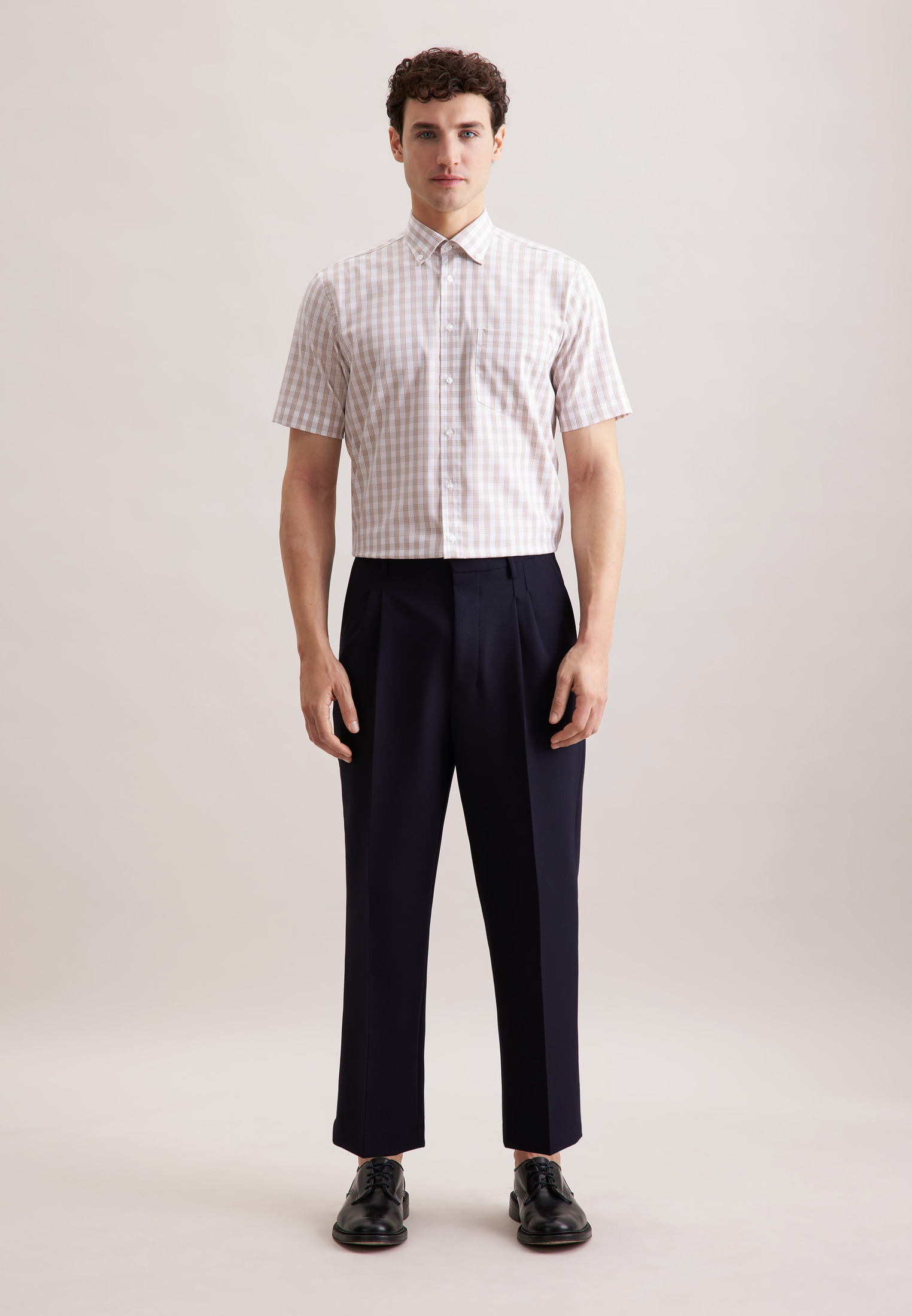 seidensticker Businesshemd »Regular« Regular 1/2 Button-Down-Kragen Karo