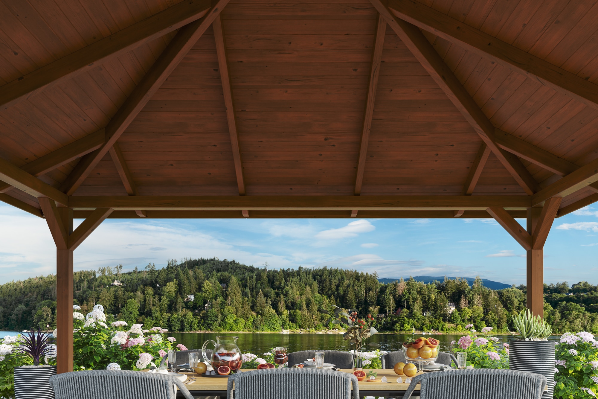 Skanholz Holzpavillon »Cannes 3«, Leimholz, 424 x 424 cm