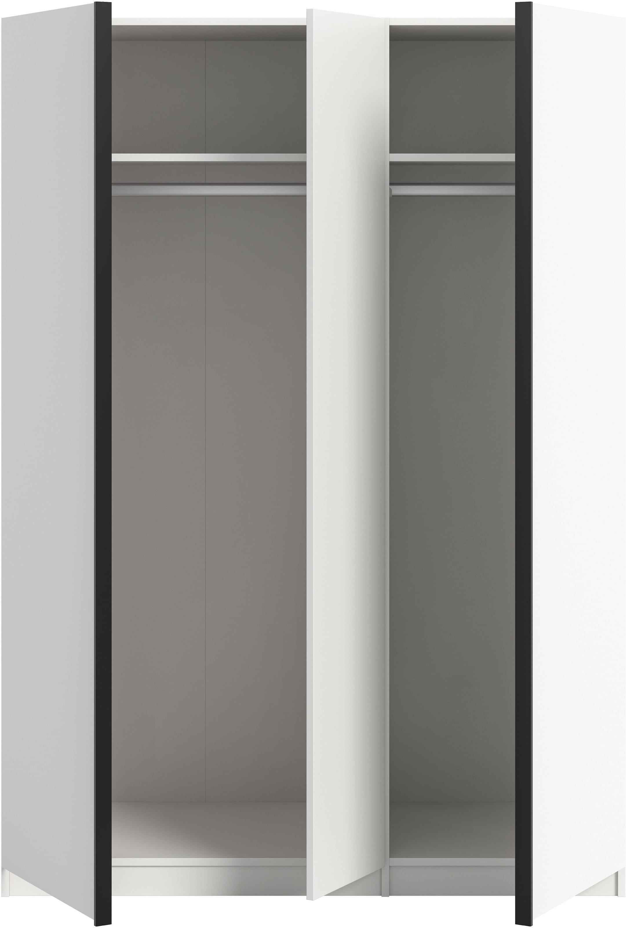 Home affaire Kleiderschrank »BENDINGO, TOPSELLER!, Schlafzimmerschrank, Schrank, Garderobenschrank«, (OTTO BESTSELLER, Garderobe & Schlafzimmer), Breite 130cm, weiß, 3-türig, inkl. 2 Kleiderstangen und 2 Ablageböden
