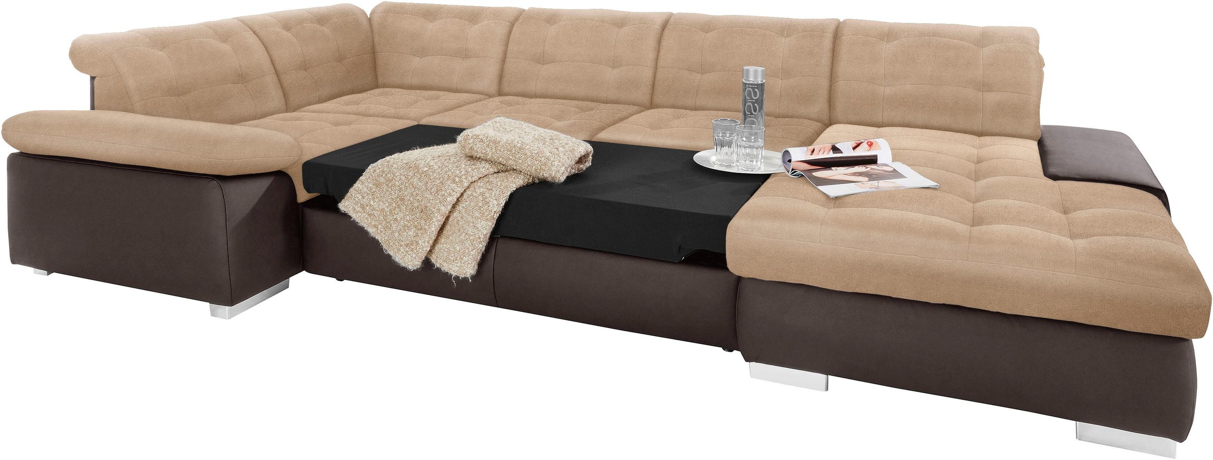 sit&more Wohnlandschaft »Ontario U-Form«, XXL, wahlweise mit Bettfunktion