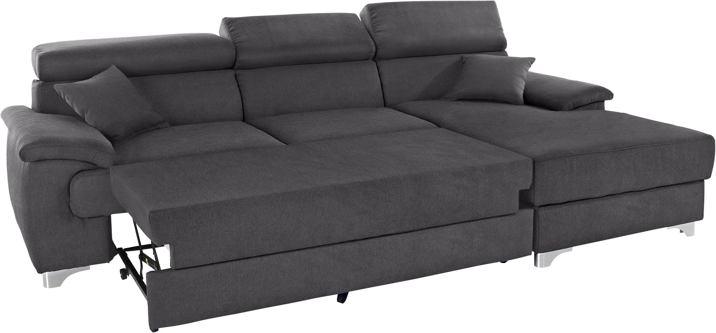 DOMO collection Ecksofa »Mira, inklusive Kopfteilverstellung für mehr Wohlfühlkomfort, L-Form«, wahlweise mit Bettfunktion und Bettkasten, elegant und modern