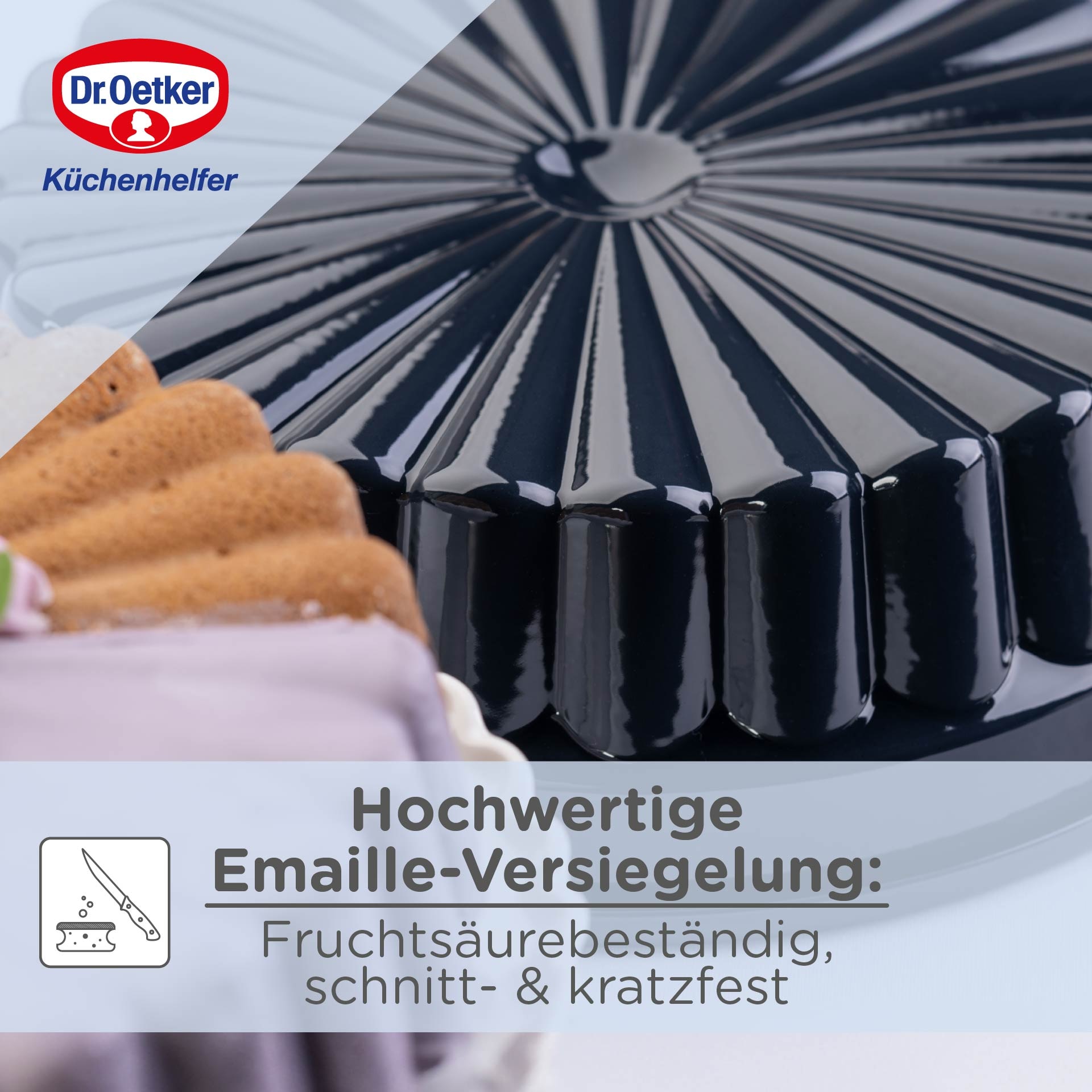Dr. Oetker Küchenhelfer Backform »Charlottenform Back-Liebe Emaille, Ø 28 cm, ozeanblau«