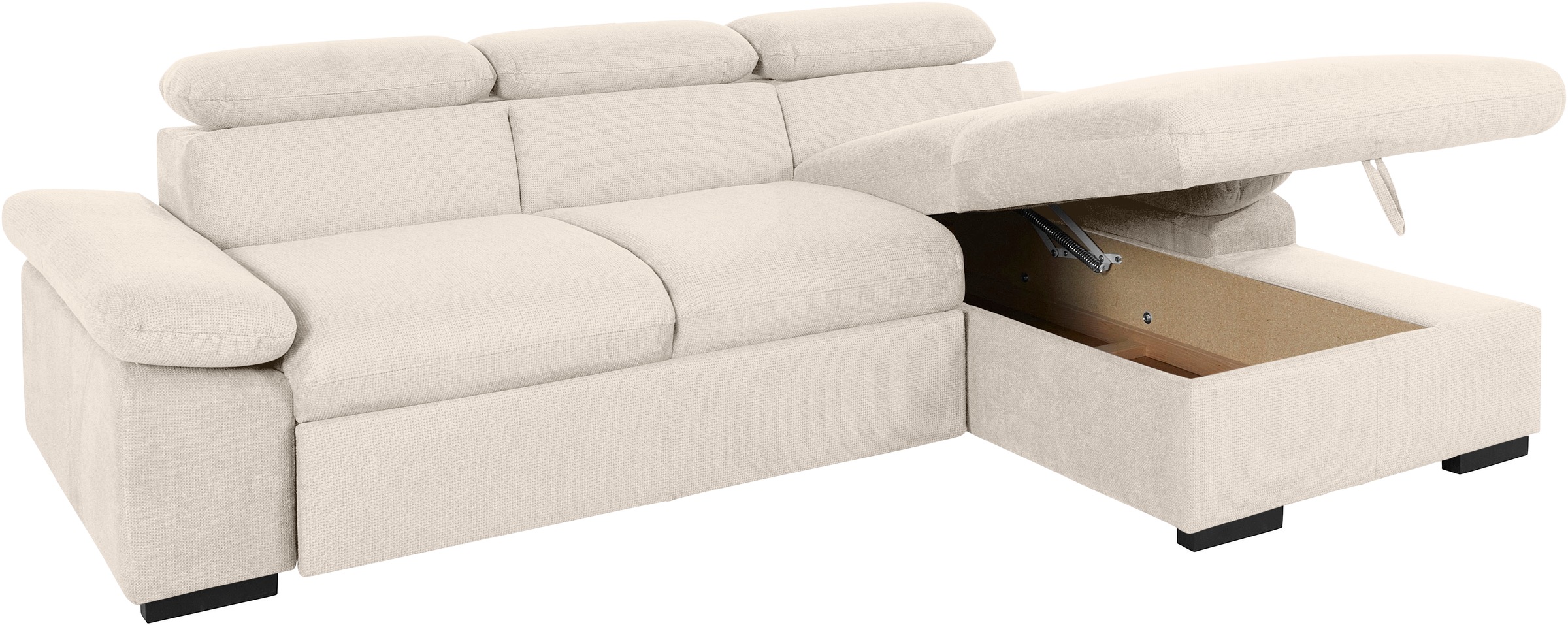 COTTA Ecksofa »Lola L-Form«, (Set, mit Hocker), mit Hocker & Kopfteilfunktion, wahlw. Bett- und Armteilfunktion