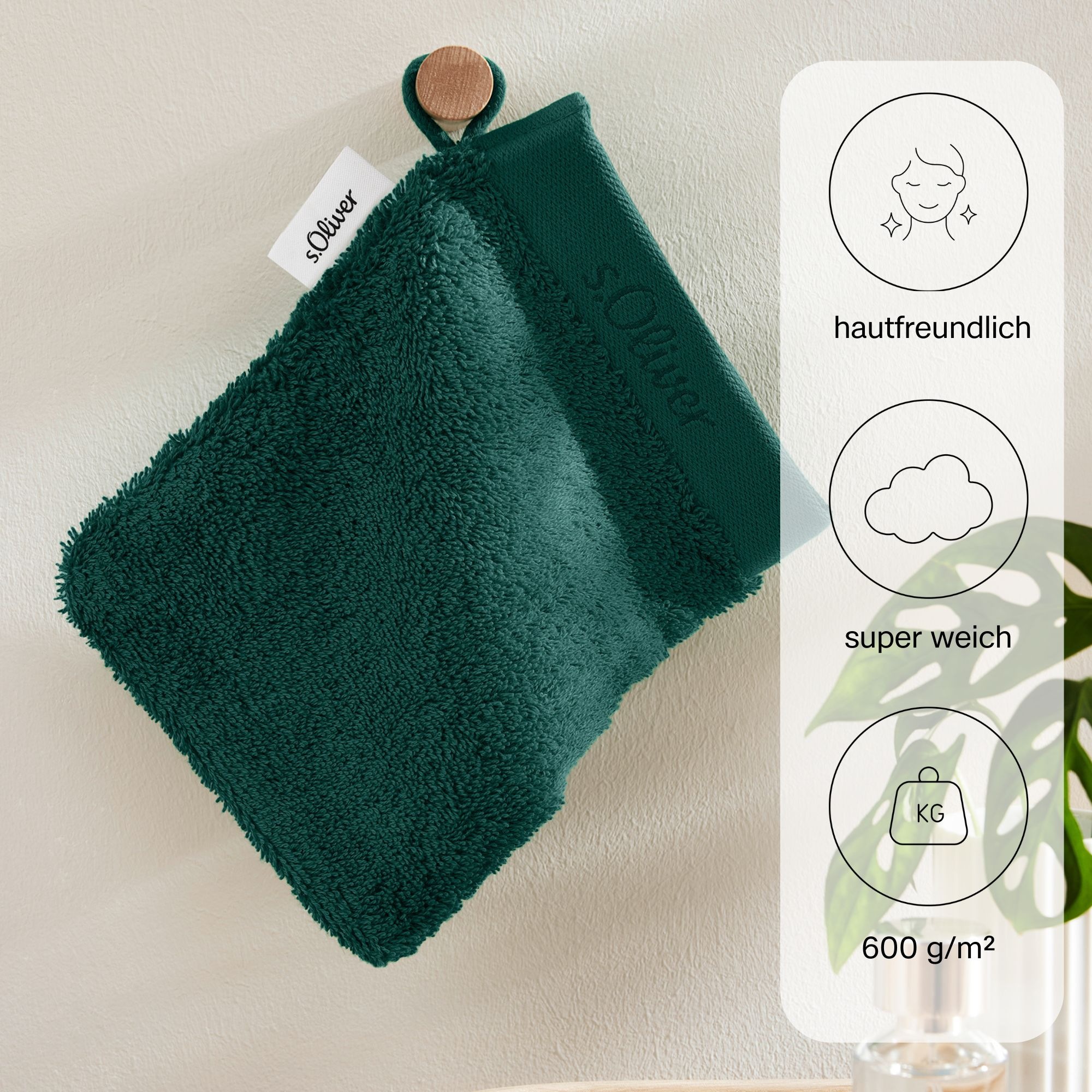 s.Oliver Waschhandschuh »s.Oliver, Premium Qualität, 600 gr/m², auch als Sets erhältlich«, (1 St., Waschlappen 16 x 21 cm), große Farbauswahl, auch als Duschtuch, Handtuch, Gästetuch