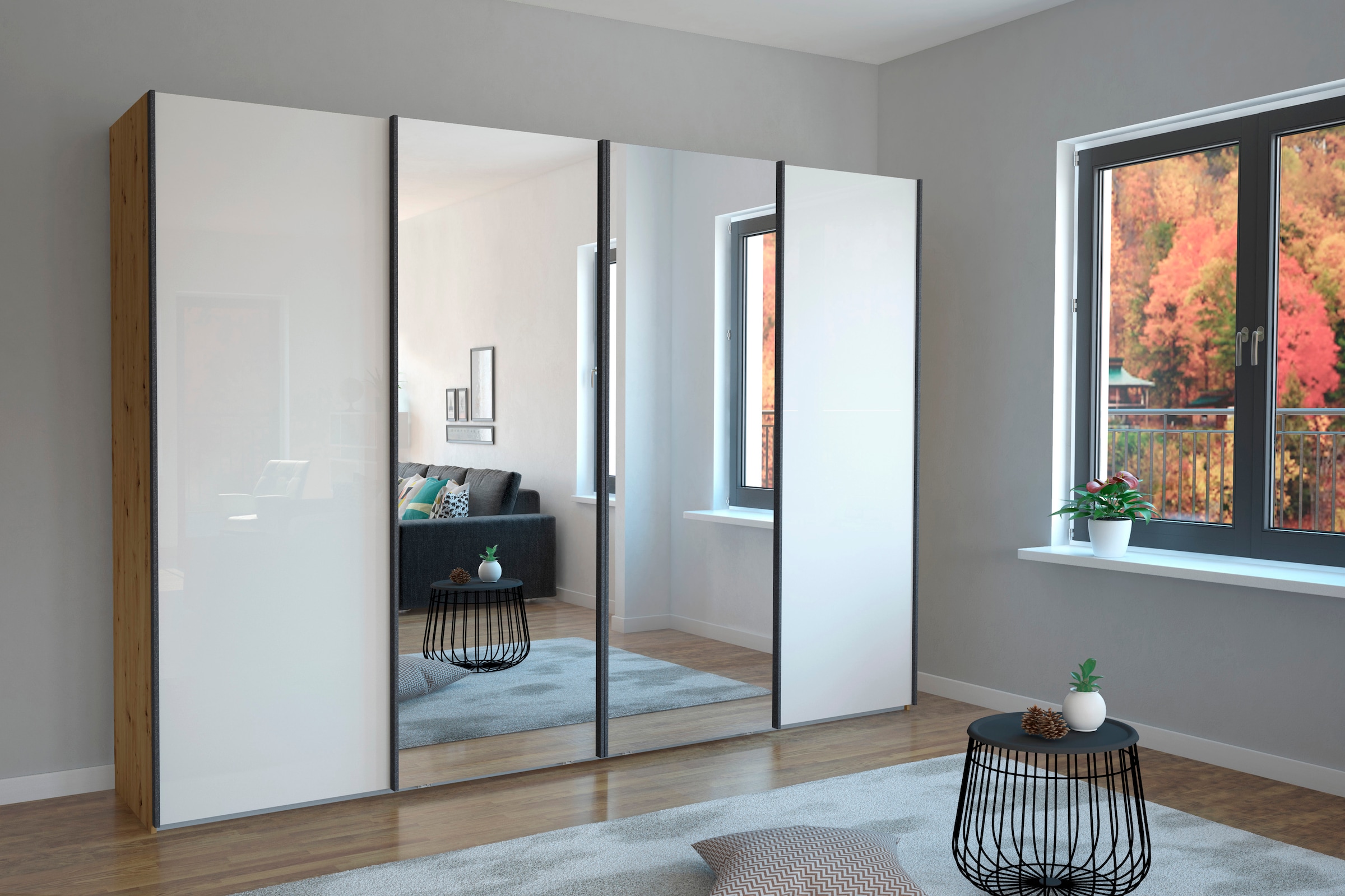 WIEMANN Schwebetürenschrank "Monaco" hochwertige Glas- und Spiegelfront günstig online kaufen