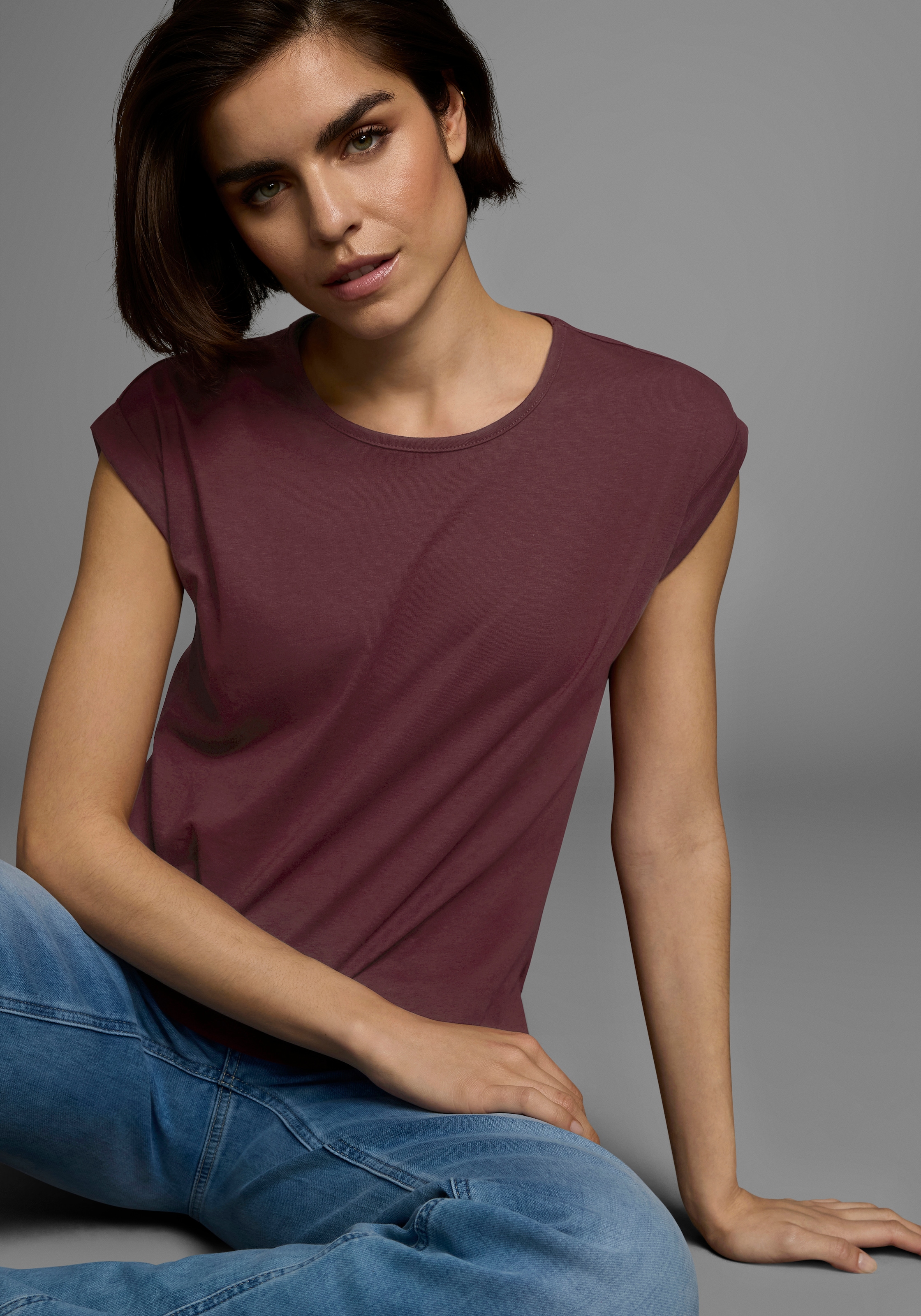 Boysen's T-Shirt Kurzarm,  unifarben,  Rundhals,  für Freizeit und Alltag