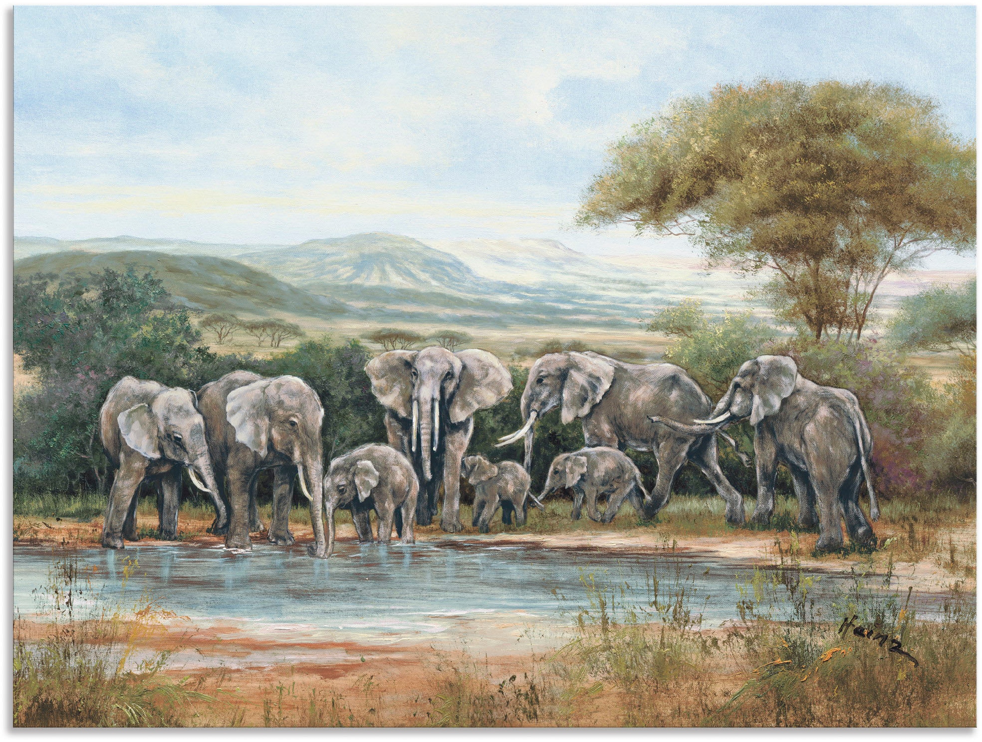 Artland Wandbild »Elefantenfamilie«, Elefanten Bilder, (1 St.), als Alubild, Outdoorbild, Wandaufkleber in verschied. Größen