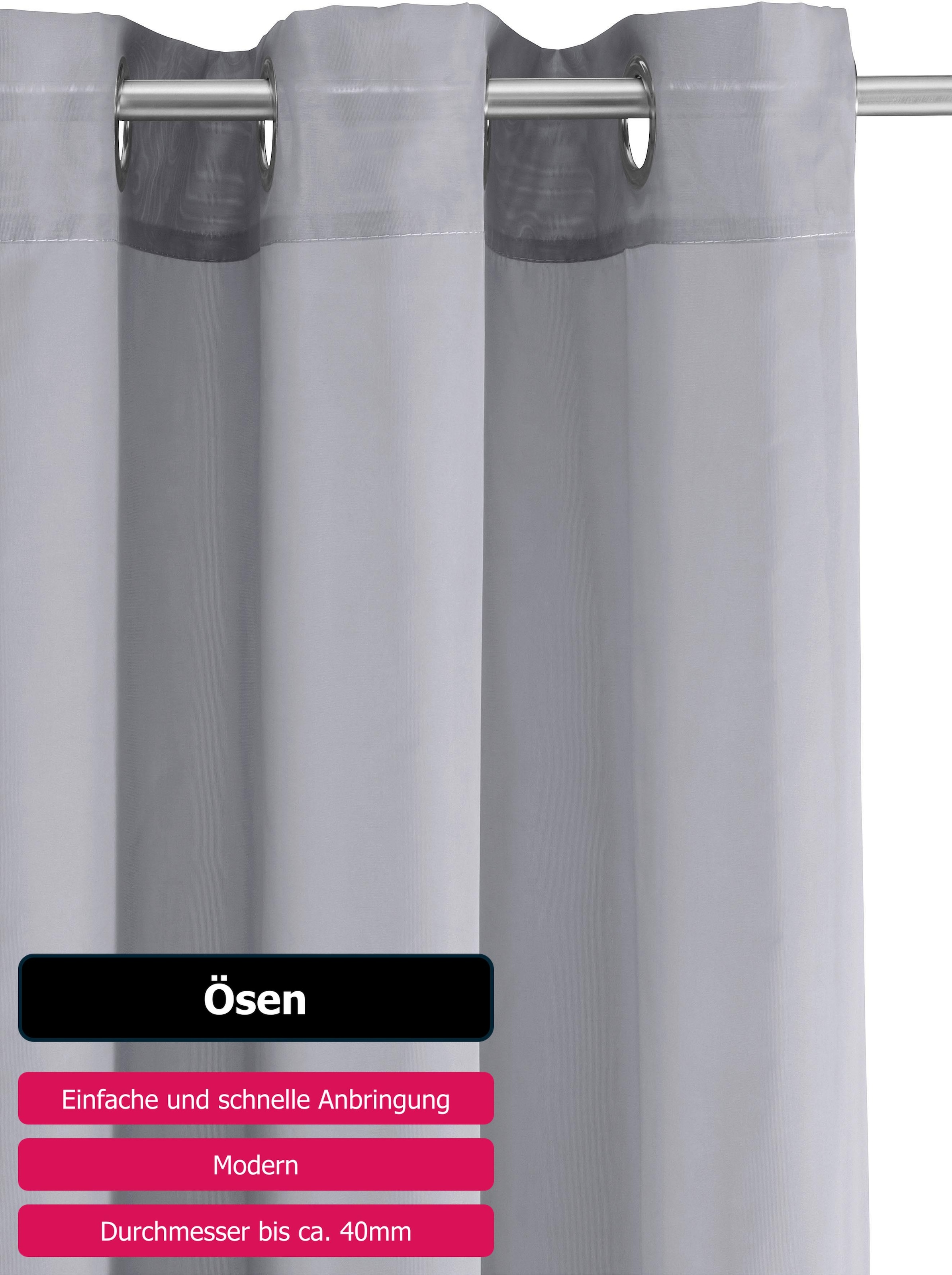 my home Gardine »XANA mit Ösen, Kräuselband oder Schlaufen«, (1 St.), Bestseller, einfarbig, 1 bzw. 2 Schals, pflegeleicht, Schal