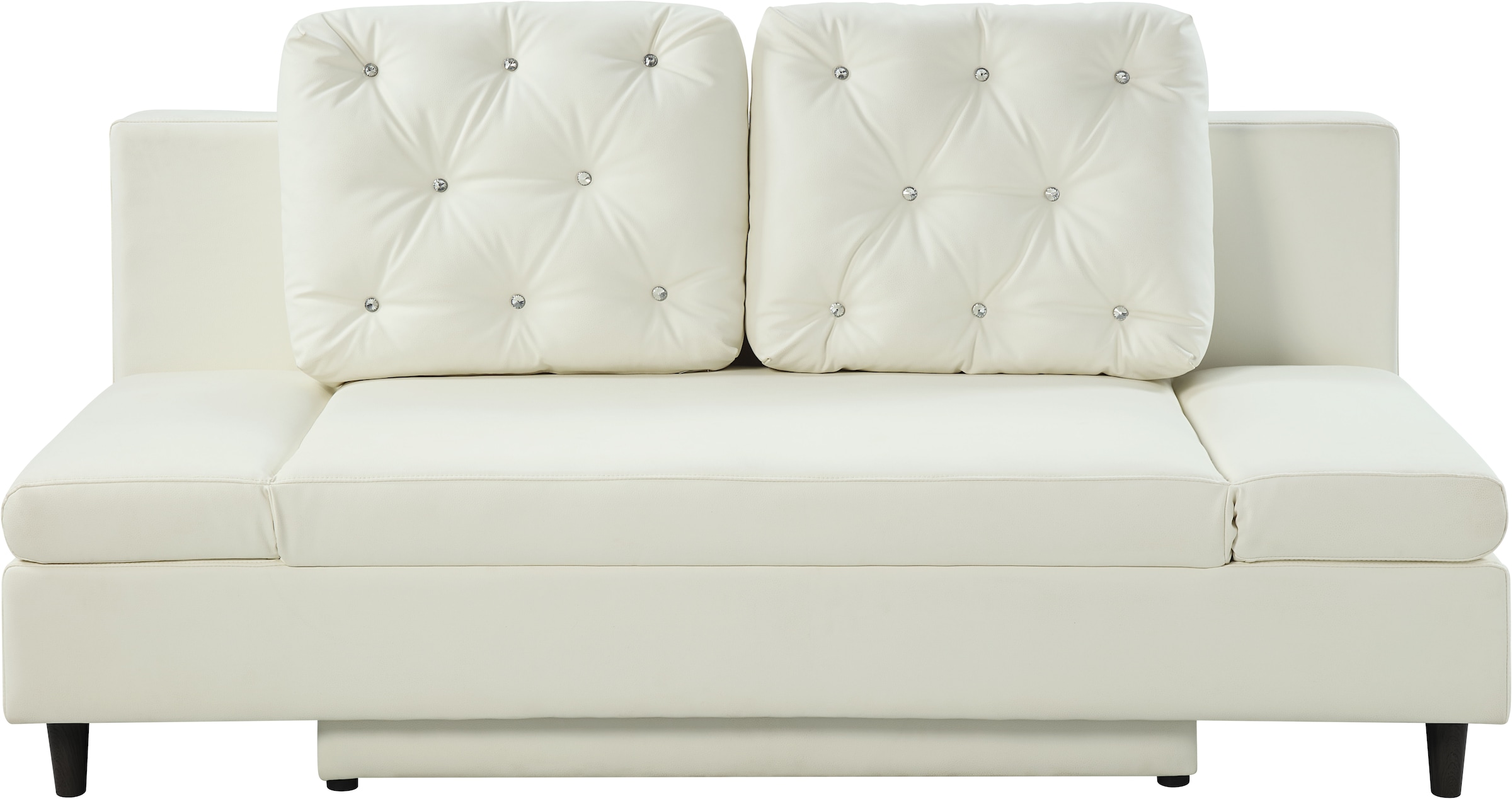 ATLANTIC home collection Schlafsofa »Coco«, mit Bettkasten, Kunstleder und Kissen mit Strasssteinen