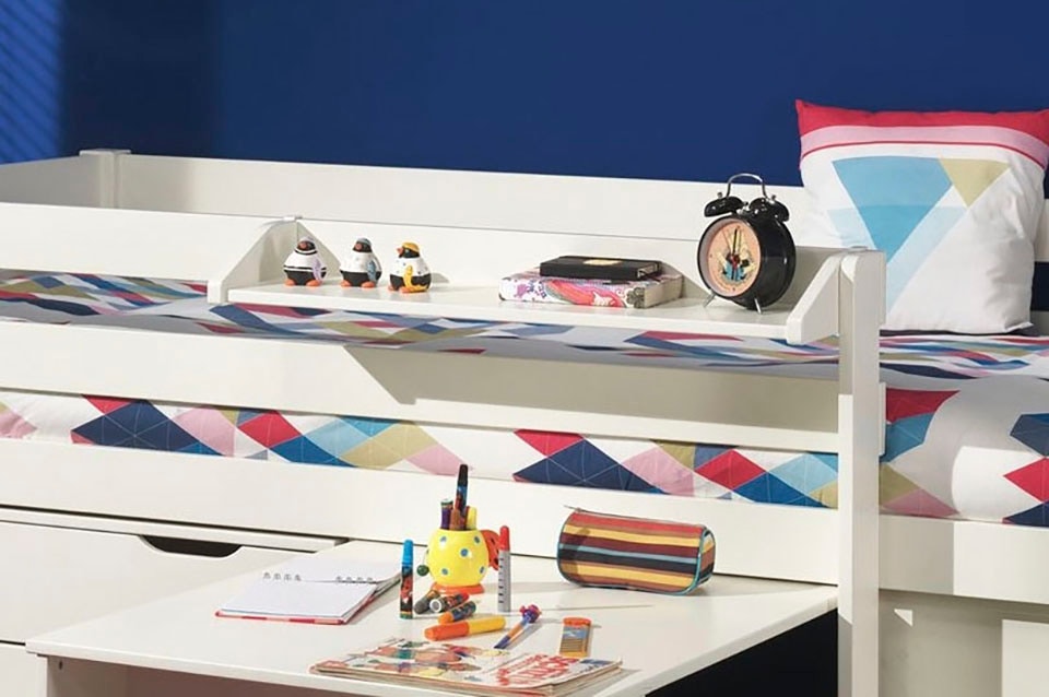 Vipack Kinderregal »Pino, mit 2 Metallhaken, zum Anhängen am Bett«, (B/H/T ca. 79,2x9,3x21,2cm, Kiefer massiv, universell einsetzbar), eine praktische Ergänzung zum Bett, 3 Farben