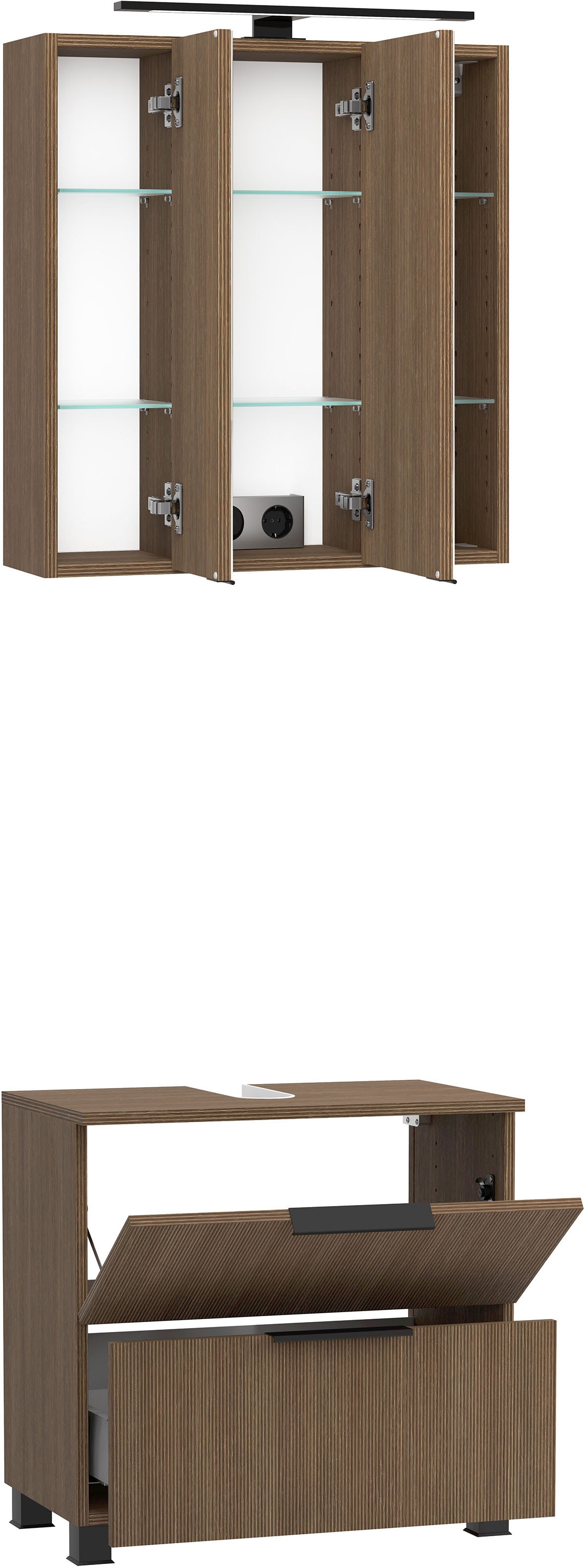 welltime Badmöbel-Set »Welltime, York Unterbecken-Set 2teilig, 60 cm, 1 Klappe, 1 Auszug«