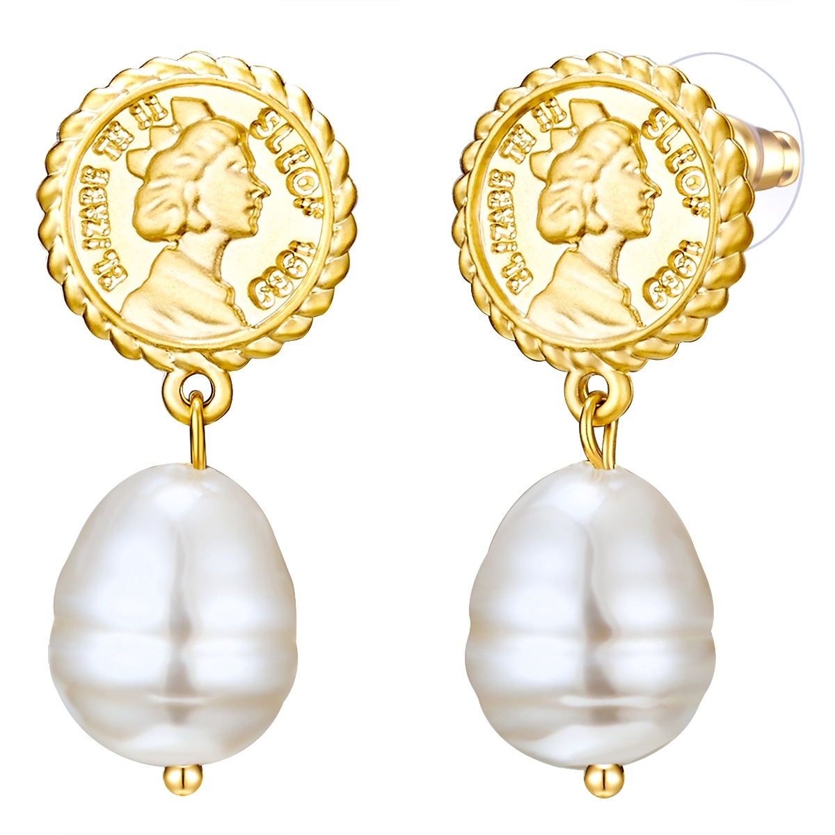 LULU & JANE Paar Ohrhänger »Set: AV122« mit Münze gelbgold 35,3 Antike Ohrhänger